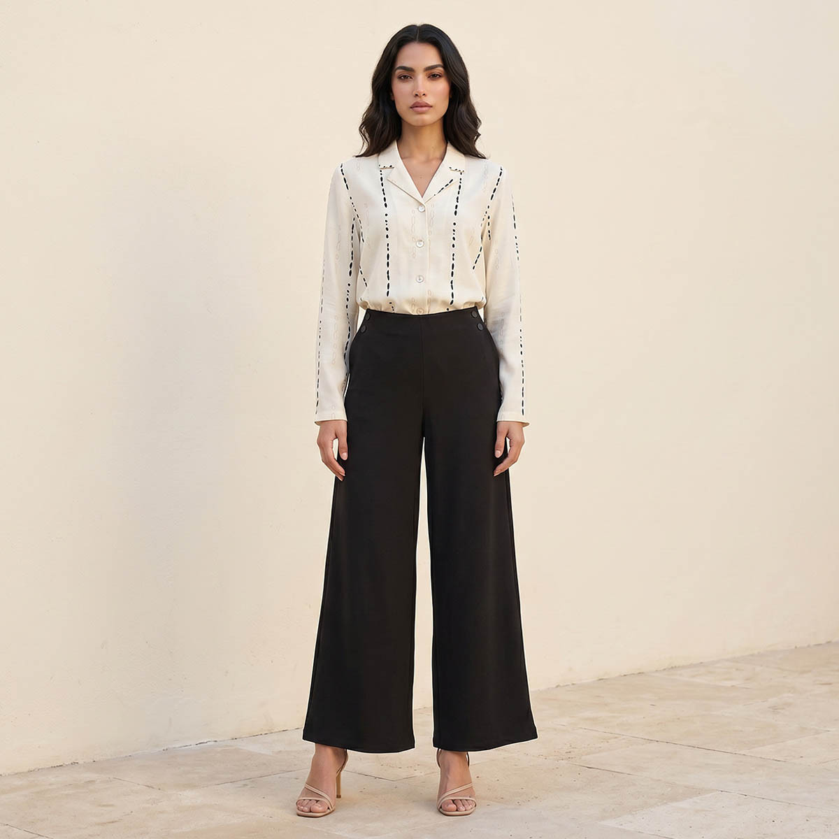 بنطلون بونتي واسع الساق طول كامل من سبلاش سمارت-women-clothing-trousers-image-4