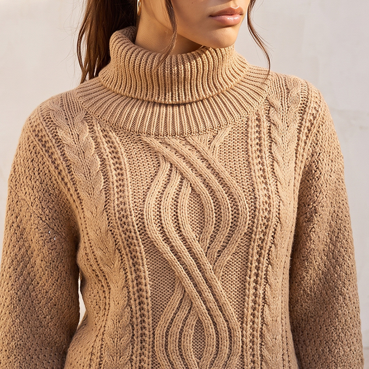 كنزة بياقة عالية وتصميم محبوك من سبلاش سمارت-women-winterwear-cardigansandjumpers-jumpers-image-4