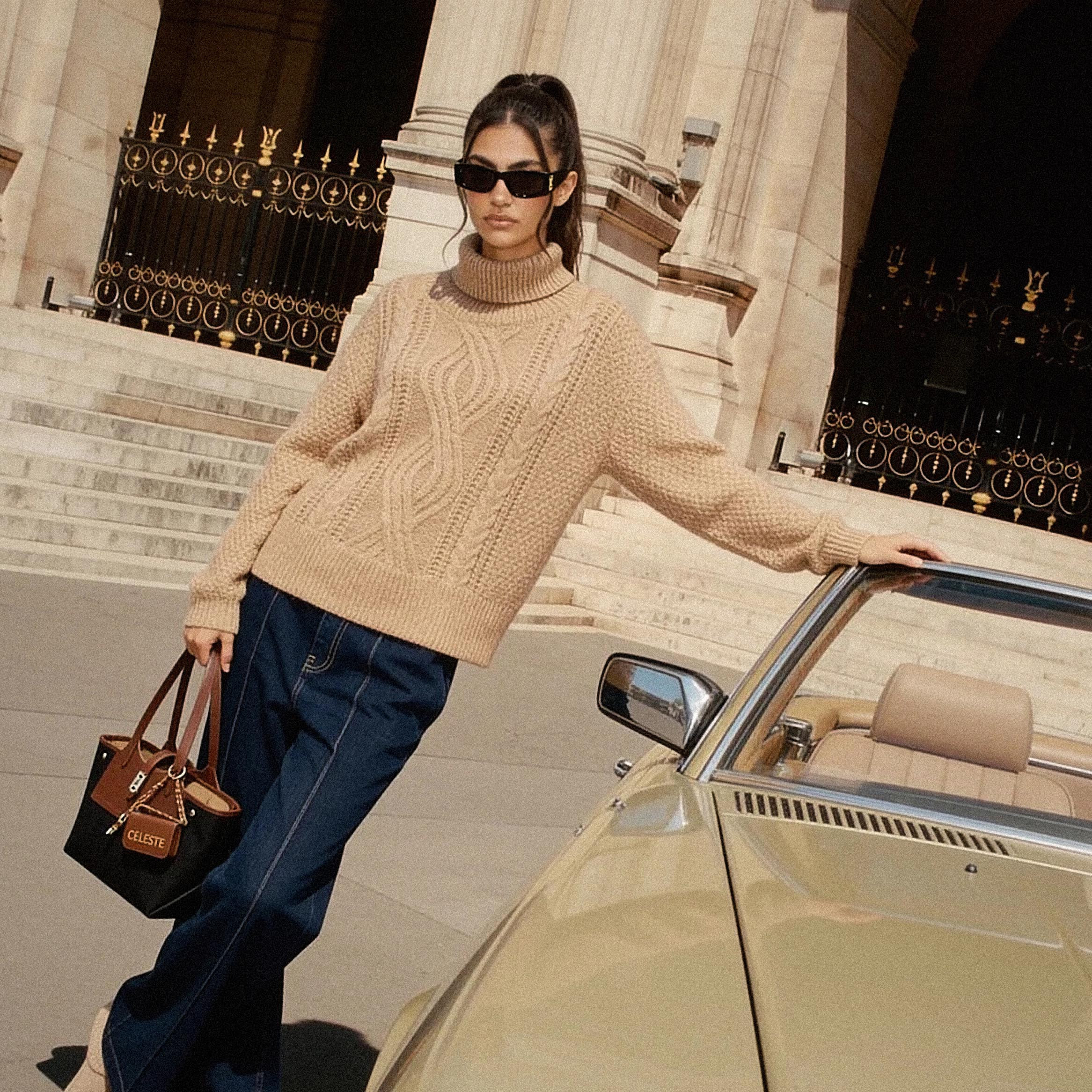 كنزة بياقة عالية وتصميم محبوك من سبلاش سمارت-women-winterwear-cardigansandjumpers-jumpers-image-1
