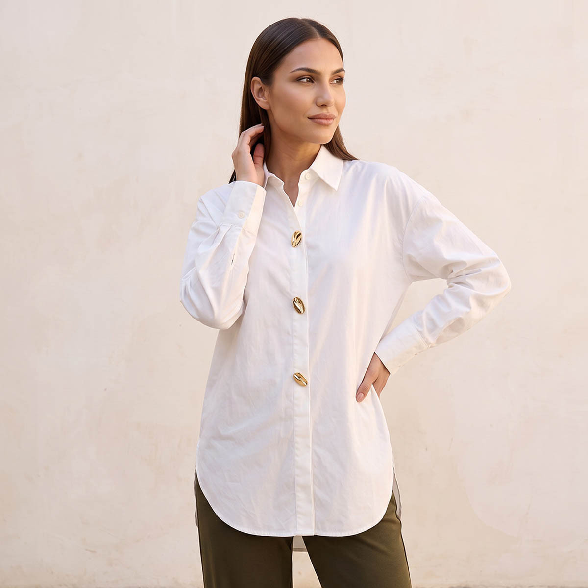 قميص فضفاض بأزرار ميتاليك من سبلاش سمارت-women-clothing-shirtsandblouses-shirts-image-2