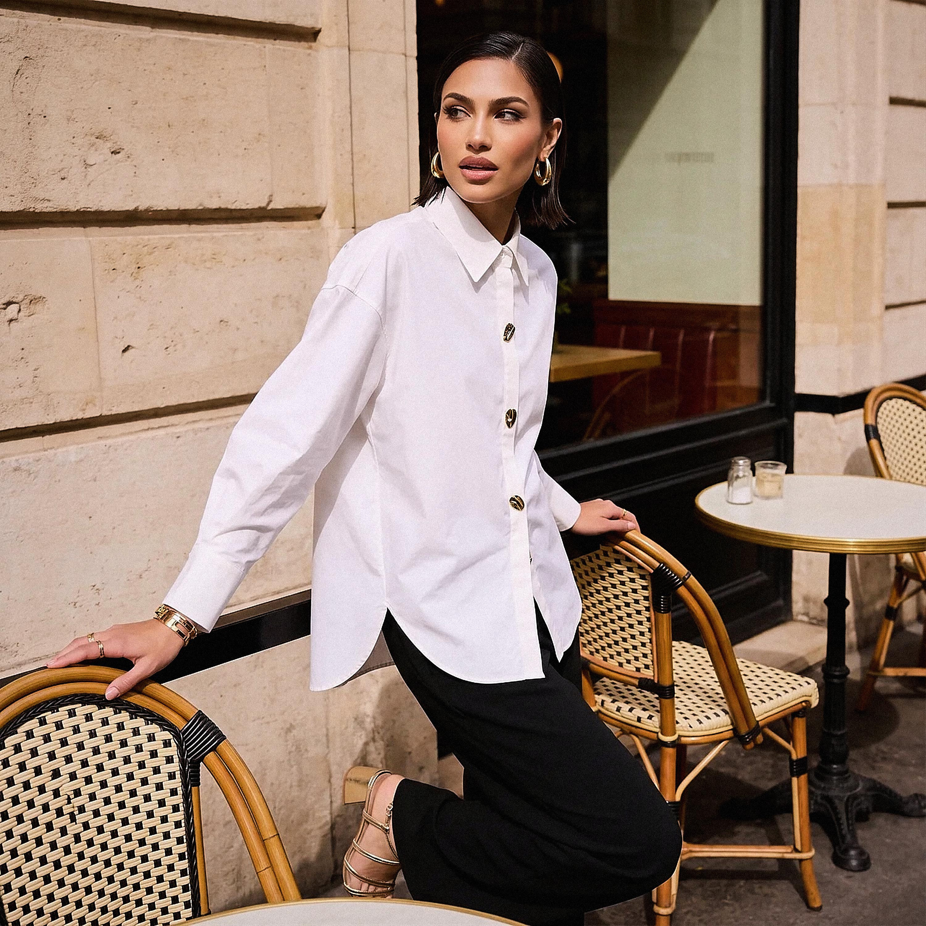 قميص فضفاض بأزرار ميتاليك من سبلاش سمارت-women-clothing-shirtsandblouses-shirts-image-1