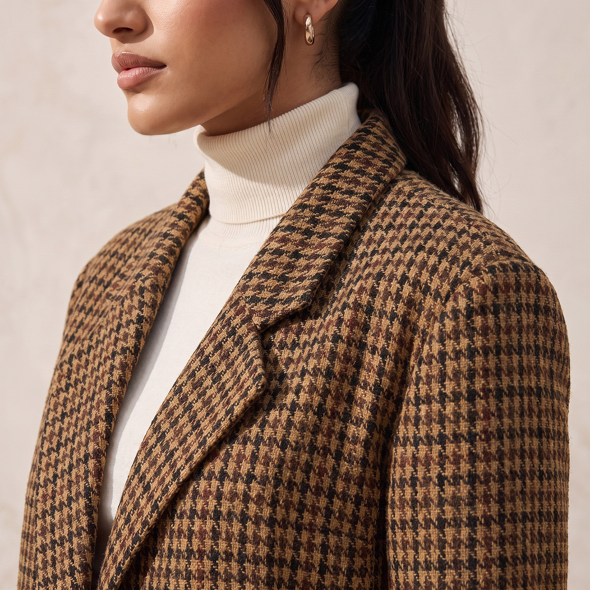 Splash Smart Long Trench Coat with Checked Detail-women-winterwear-coatsandjackets-coats-image-4