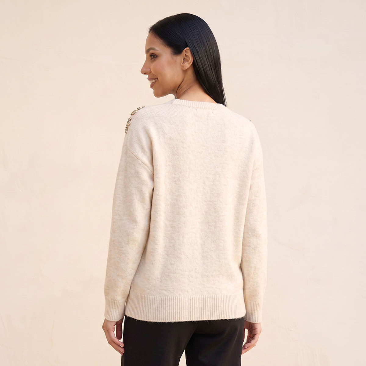 Splash Smart Leaf Embellished Sweater with Crew Neck-women-winterwear-cardigansandjumpers-jumpers-image-5