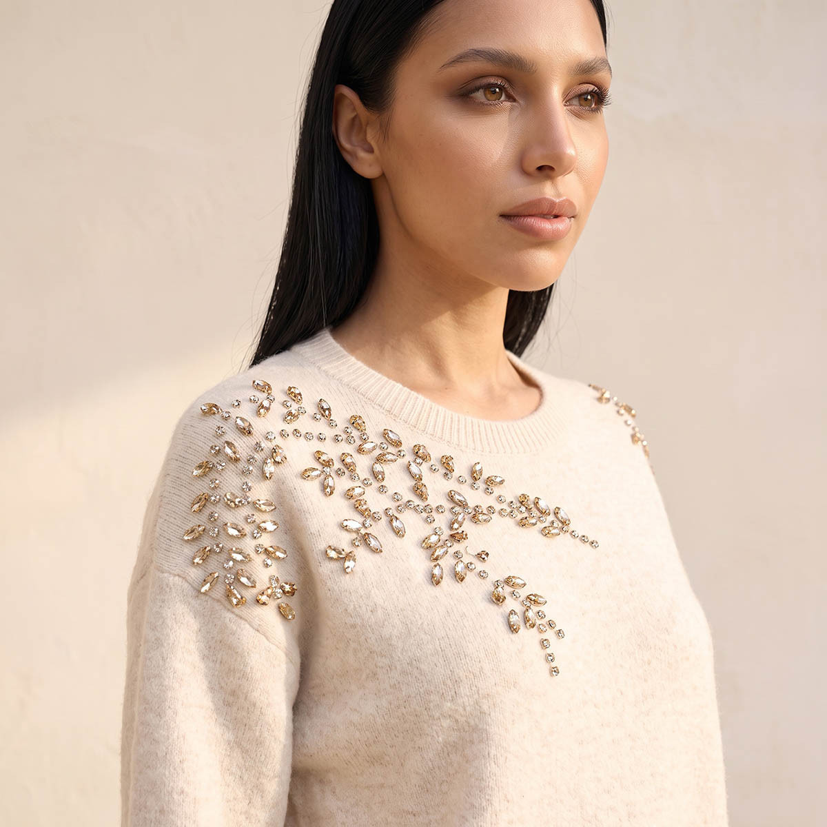 Splash Smart Leaf Embellished Sweater with Crew Neck-women-winterwear-cardigansandjumpers-jumpers-image-8