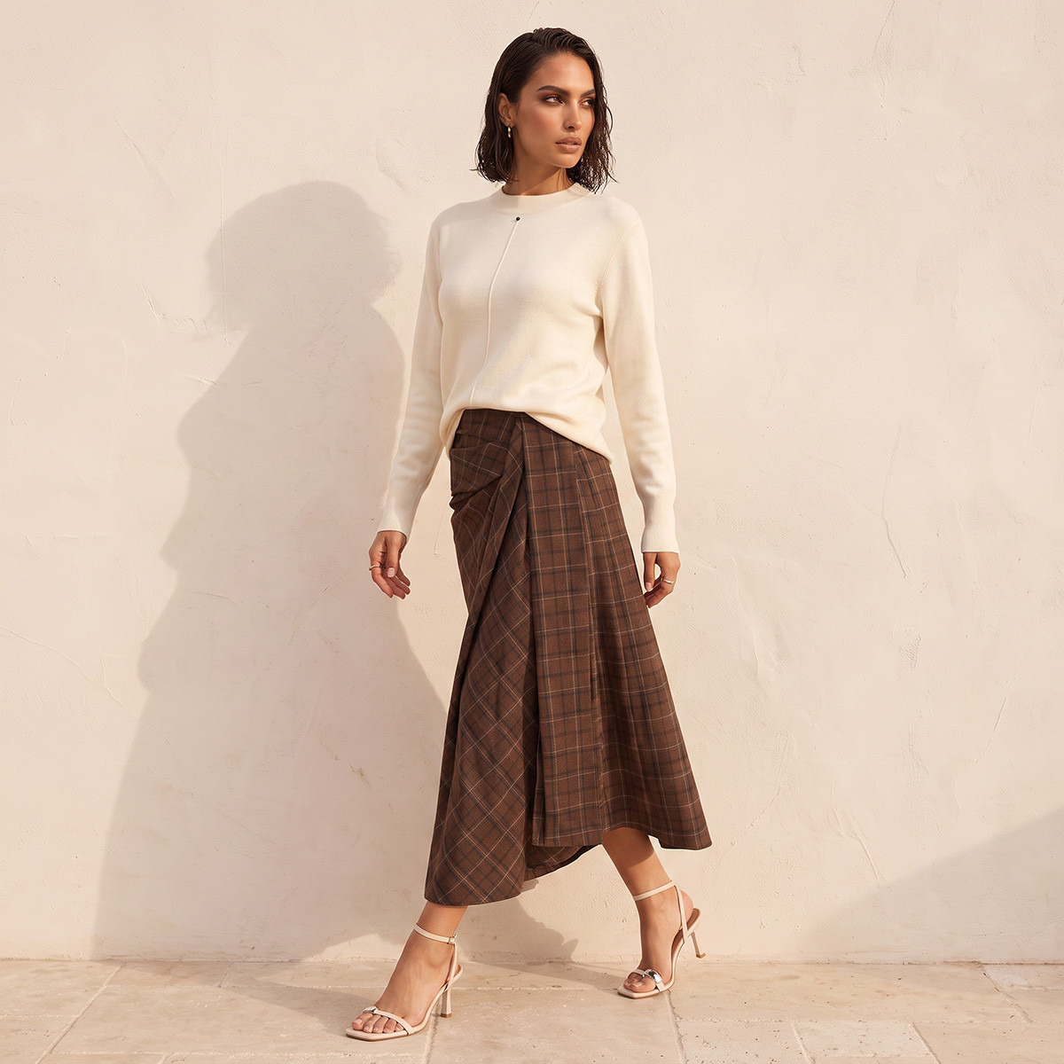 تنورة ميدي كاروهات بسحاب إغلاق من سبلاش سمارث-women-clothing-skirts-image-5