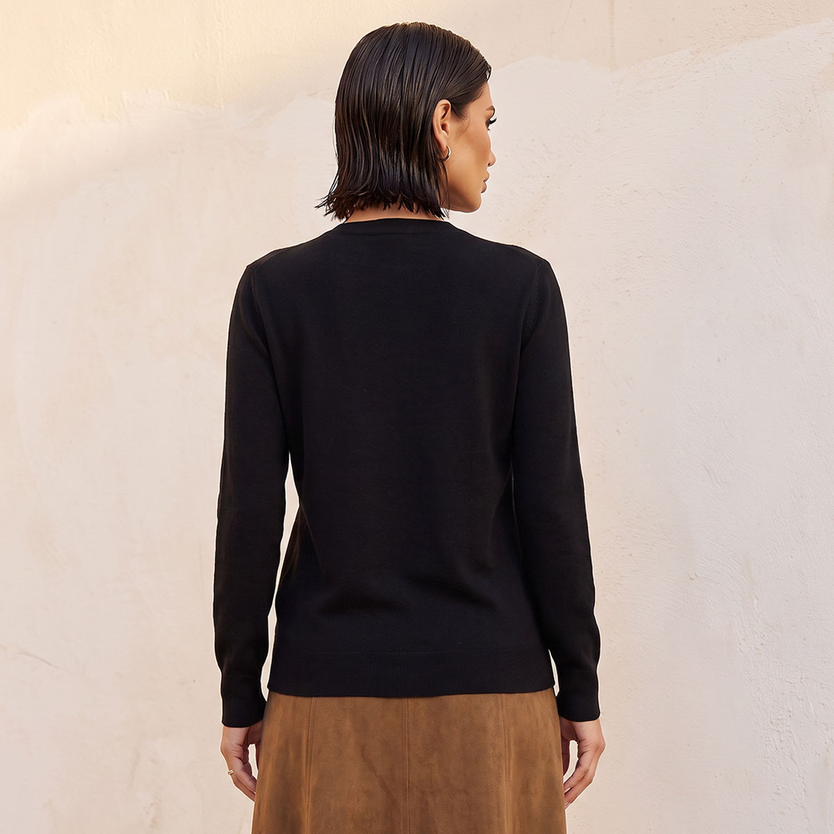 Splash Smart Textured Crew Neck Sweater-women-winterwear-cardigansandjumpers-jumpers-image-3