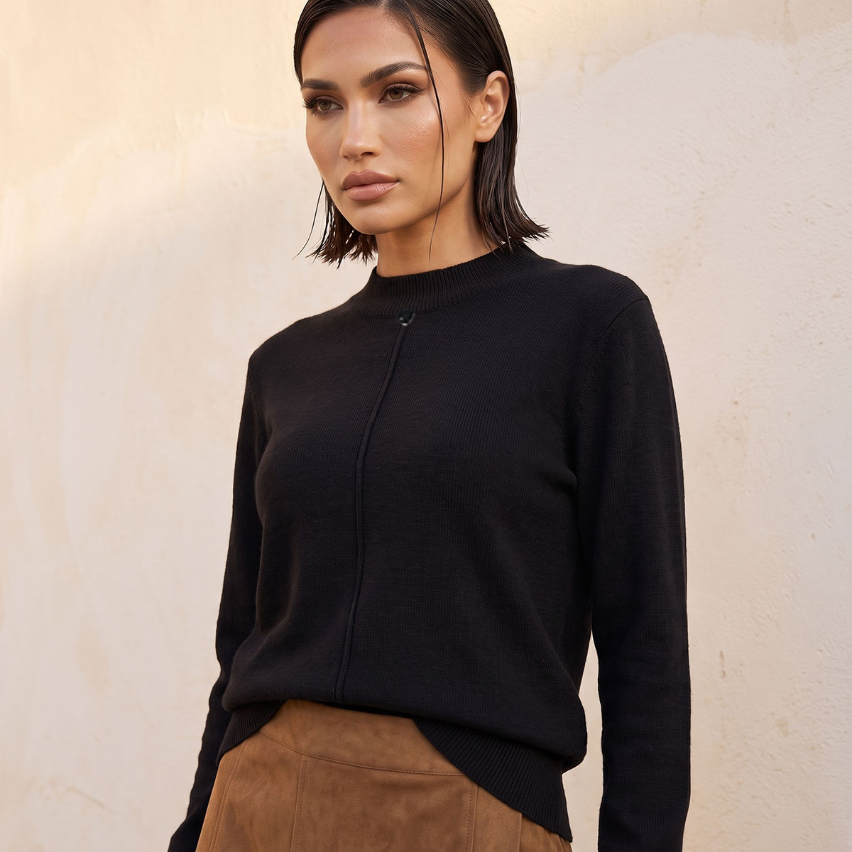 Splash Smart Textured Crew Neck Sweater-women-winterwear-cardigansandjumpers-jumpers-image-4