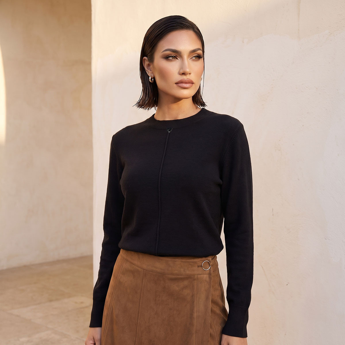 Splash Smart Textured Crew Neck Sweater-women-winterwear-cardigansandjumpers-jumpers-image-6