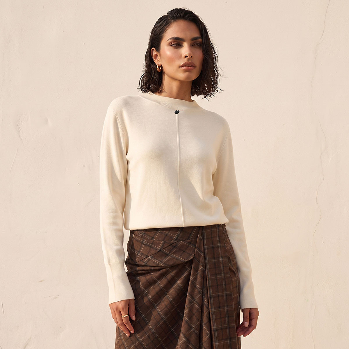 Splash Smart Textured Crew Neck Sweater-women-winterwear-cardigansandjumpers-jumpers-image-1