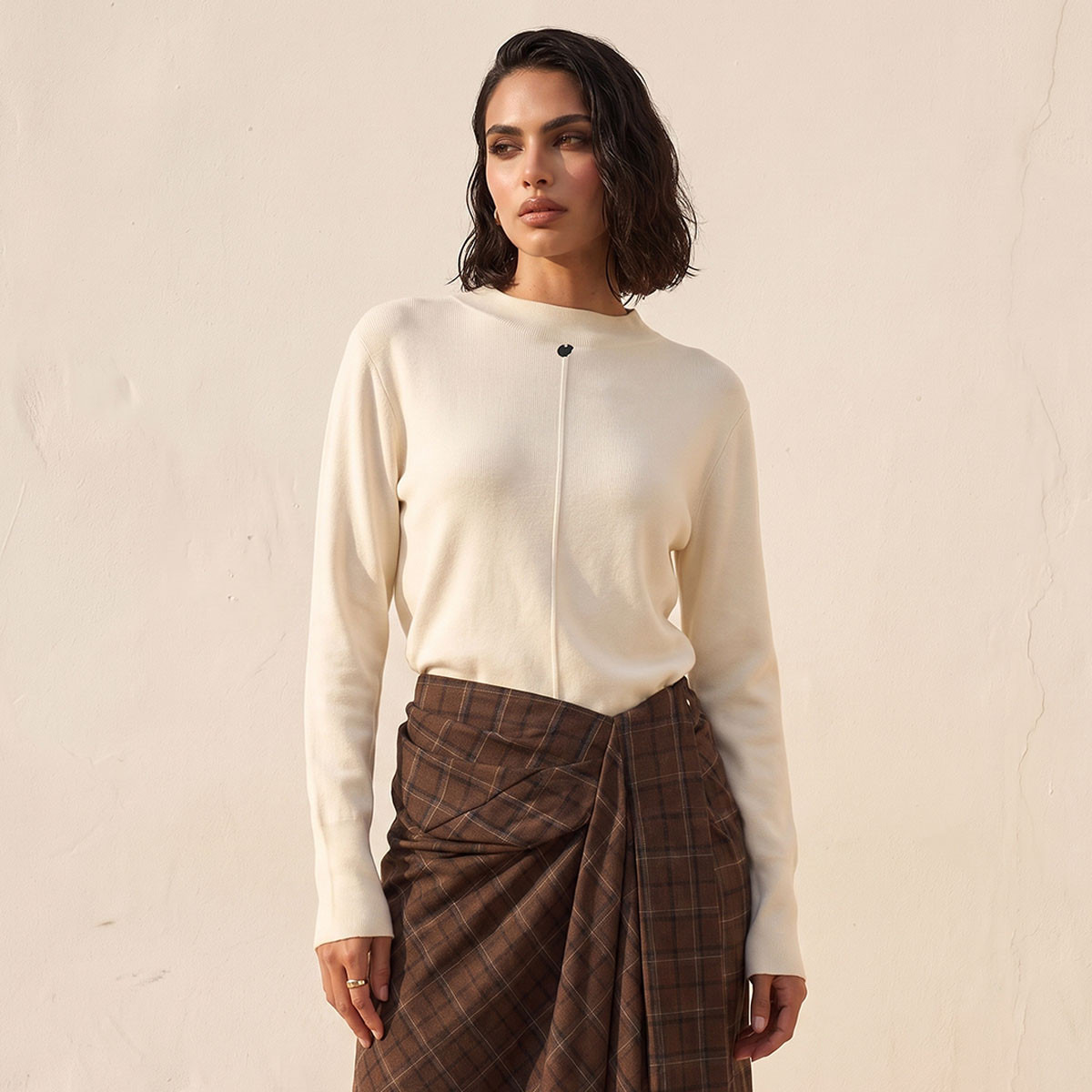 Splash Smart Textured Crew Neck Sweater-women-winterwear-cardigansandjumpers-jumpers-image-4
