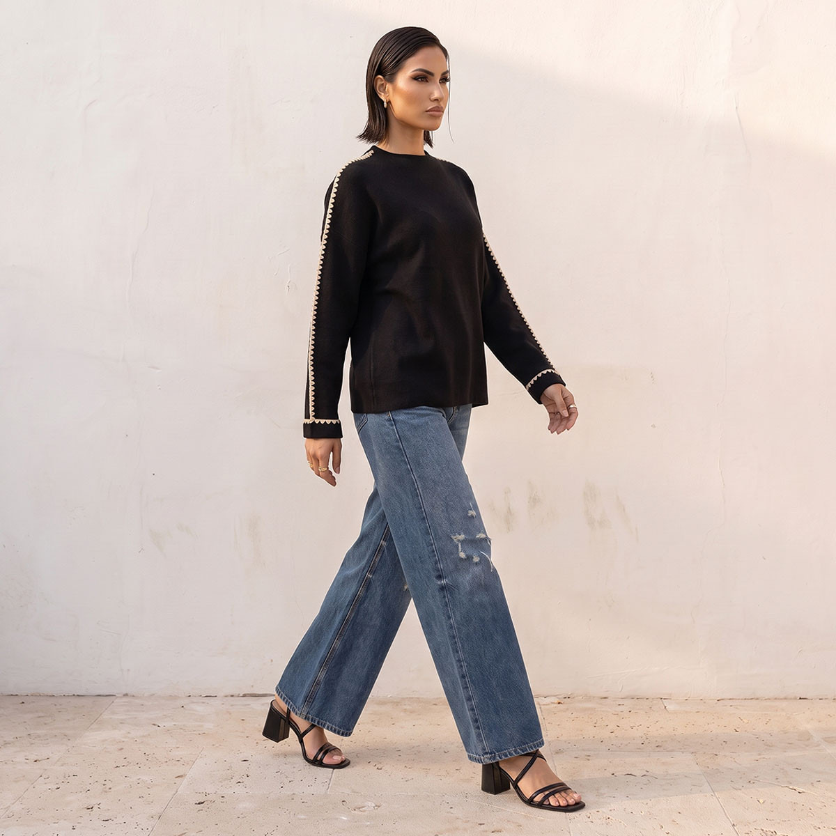 كنزة بياقة ضيقة وتفاصيل خياطة بارزة من سبلاش سمارت-women-winterwear-cardigansandjumpers-jumpers-image-6