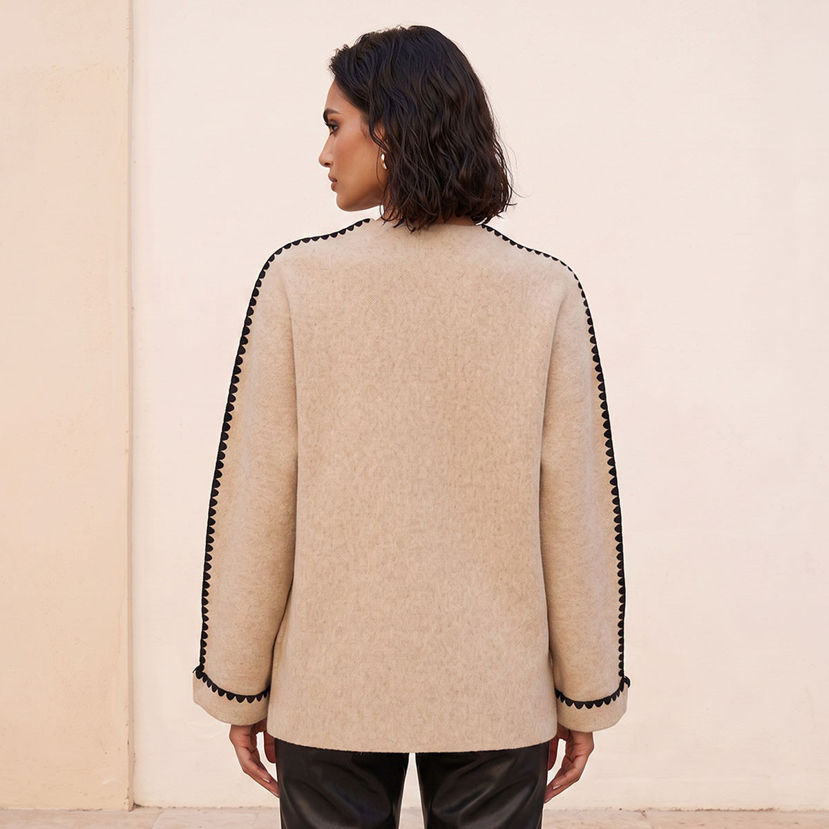 كنزة بياقة ضيقة وتفاصيل خياطة بارزة من سبلاش سمارت-women-winterwear-cardigansandjumpers-jumpers-image-4