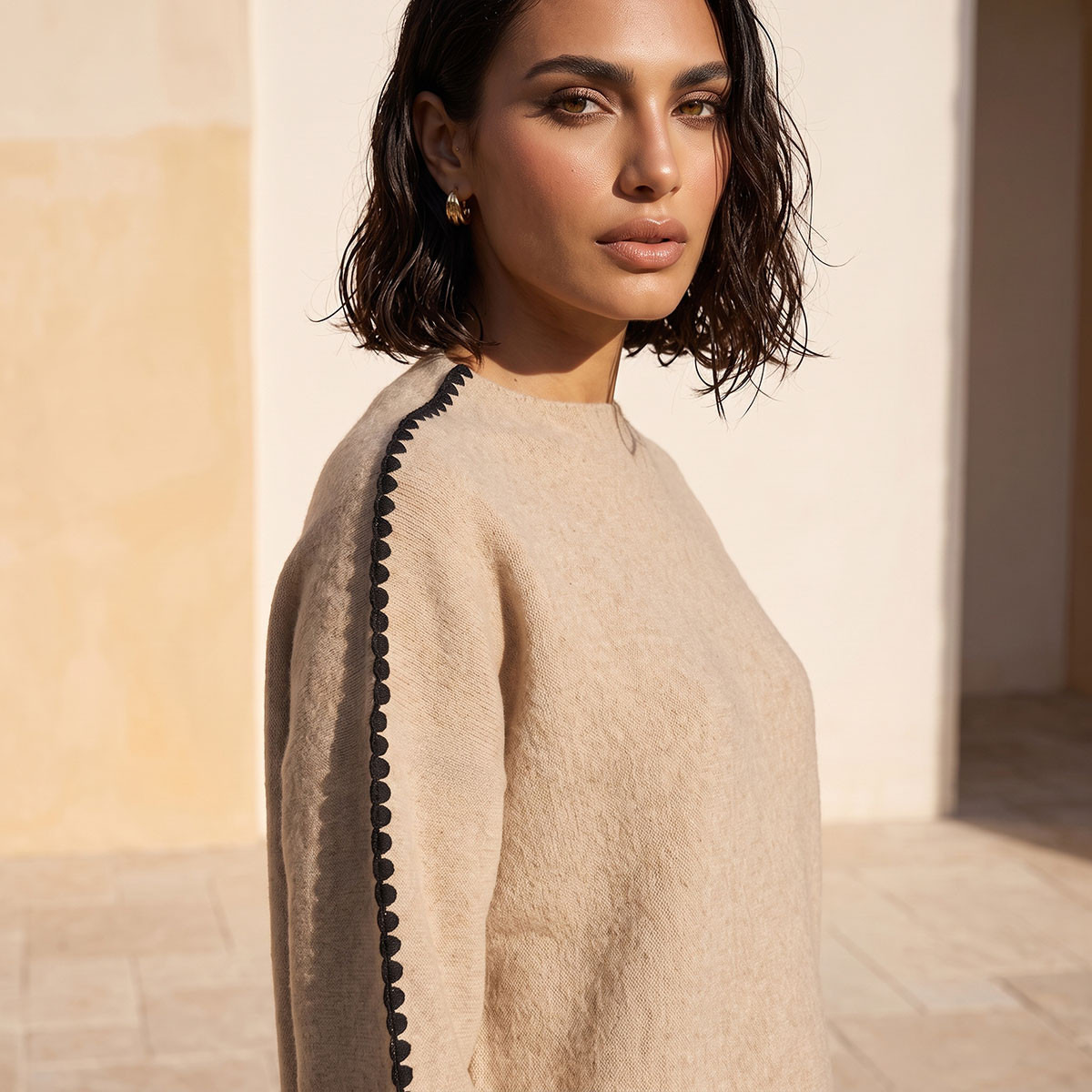 كنزة بياقة ضيقة وتفاصيل خياطة بارزة من سبلاش سمارت-women-winterwear-cardigansandjumpers-jumpers-image-5