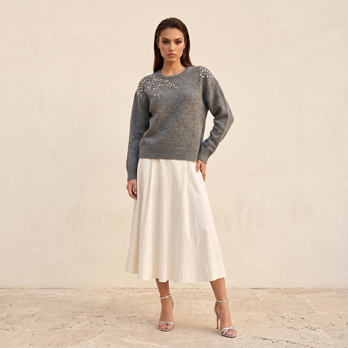 Splash Smart Relaxed Fit Embellished Round Neck Sweater-women-winterwear-cardigansandjumpers-jumpers-image-3