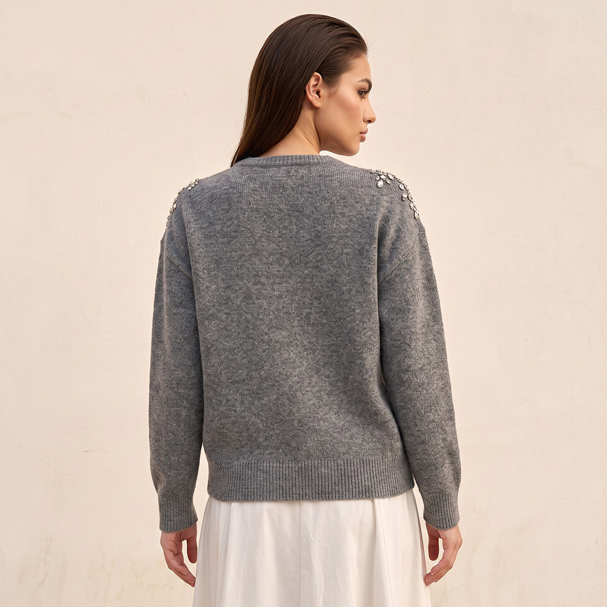 Splash Smart Relaxed Fit Embellished Round Neck Sweater-women-winterwear-cardigansandjumpers-jumpers-image-4