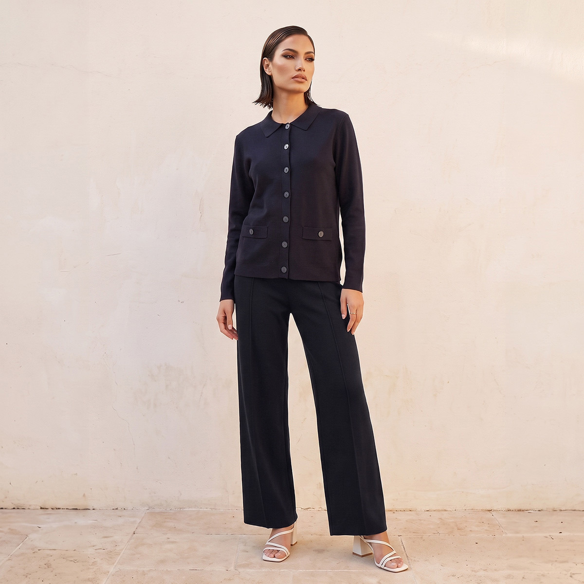 Splash Smart Wide Leg Pants with Pintuck Accent-women-clothing-trousers-image-4