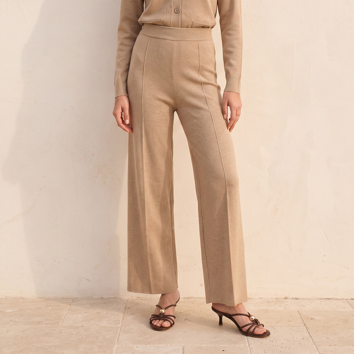 Splash Smart Wide Leg Pants with Pintuck Accent-women-clothing-trousers-image-2