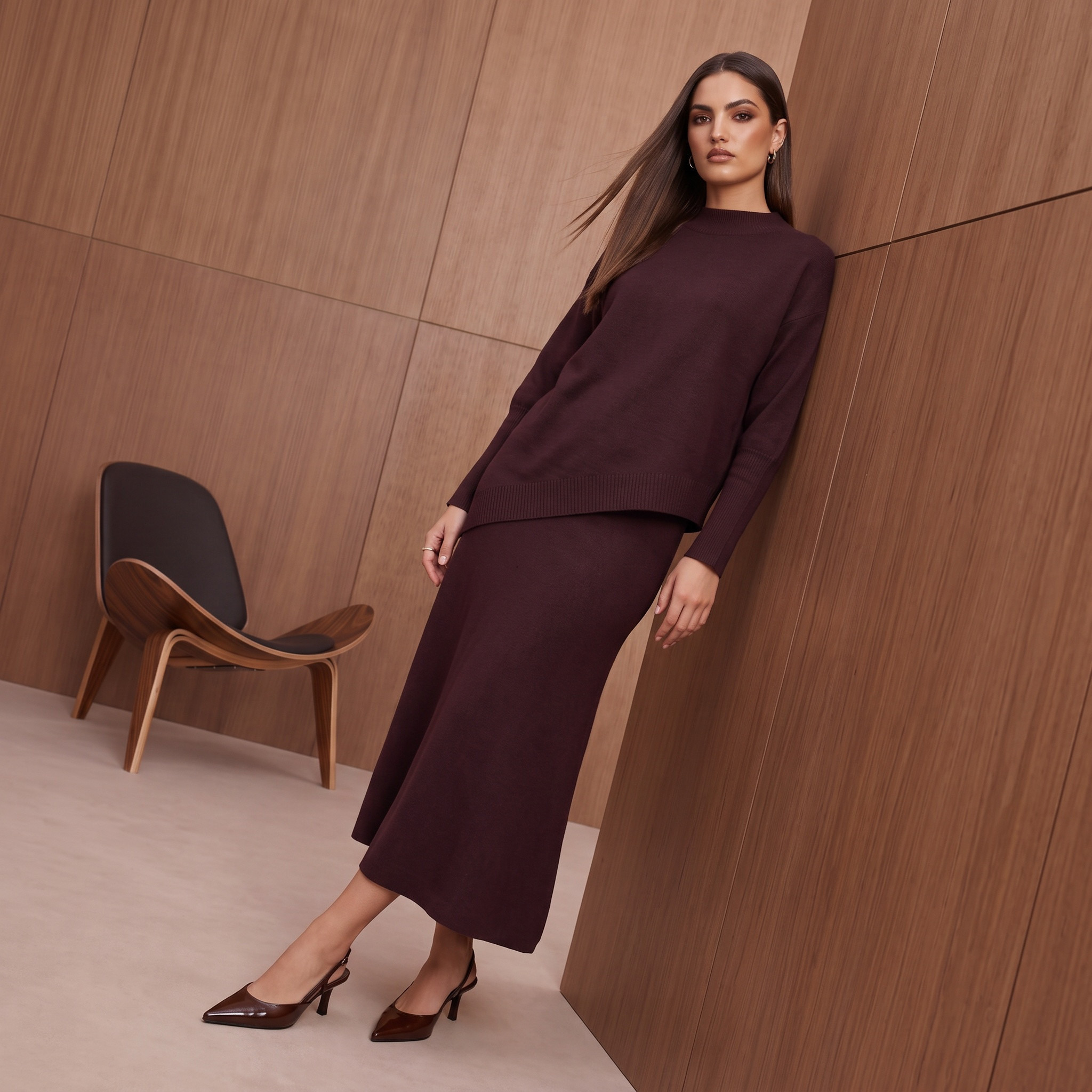 Splash Smart Relaxed Fit Textured Sweater with Asymmetric Hem-women-winterwear-cardigansandjumpers-jumpers-image-1
