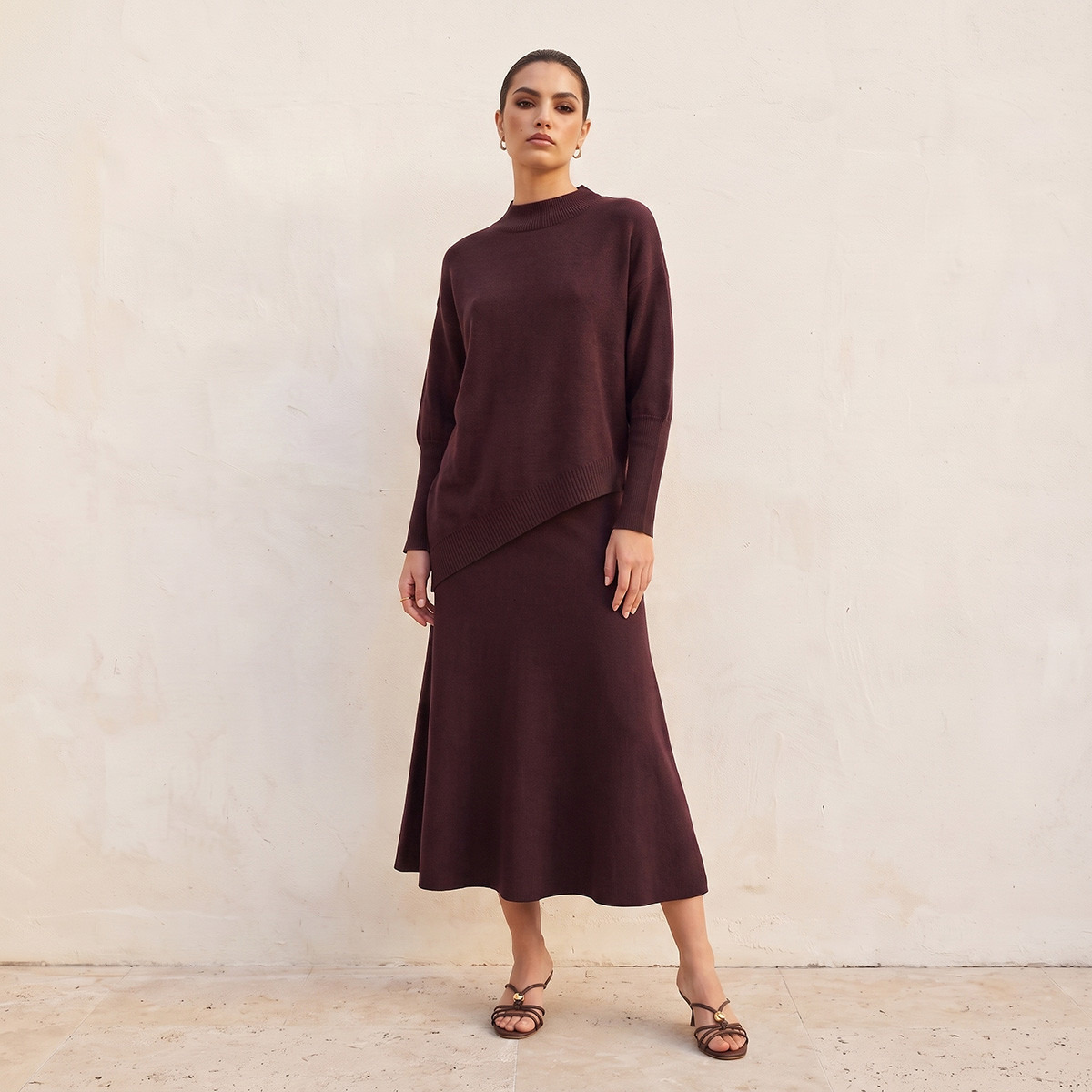 Splash Smart Relaxed Fit Textured Sweater with Asymmetric Hem-women-winterwear-cardigansandjumpers-jumpers-image-3