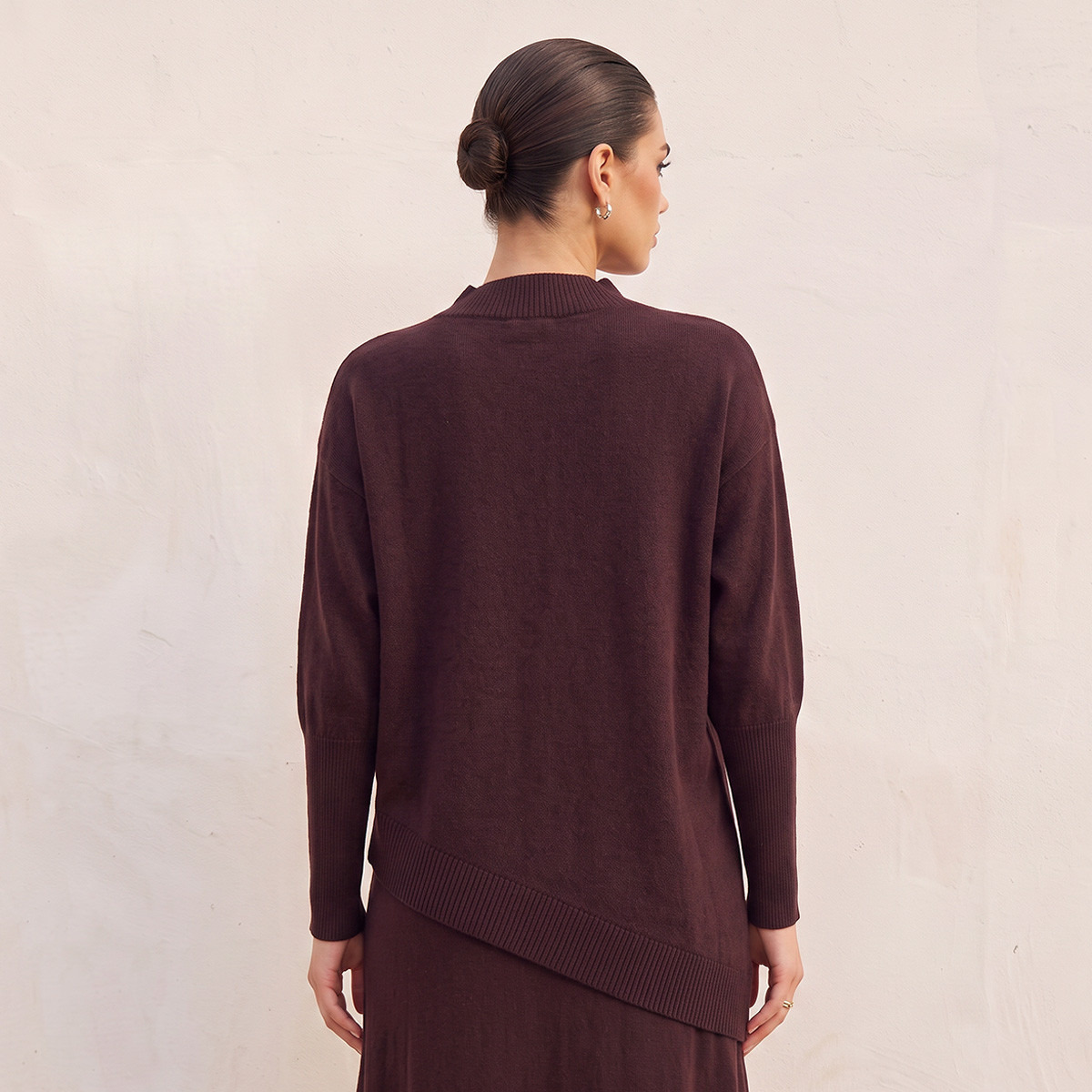 Splash Smart Relaxed Fit Textured Sweater with Asymmetric Hem-women-winterwear-cardigansandjumpers-jumpers-image-4