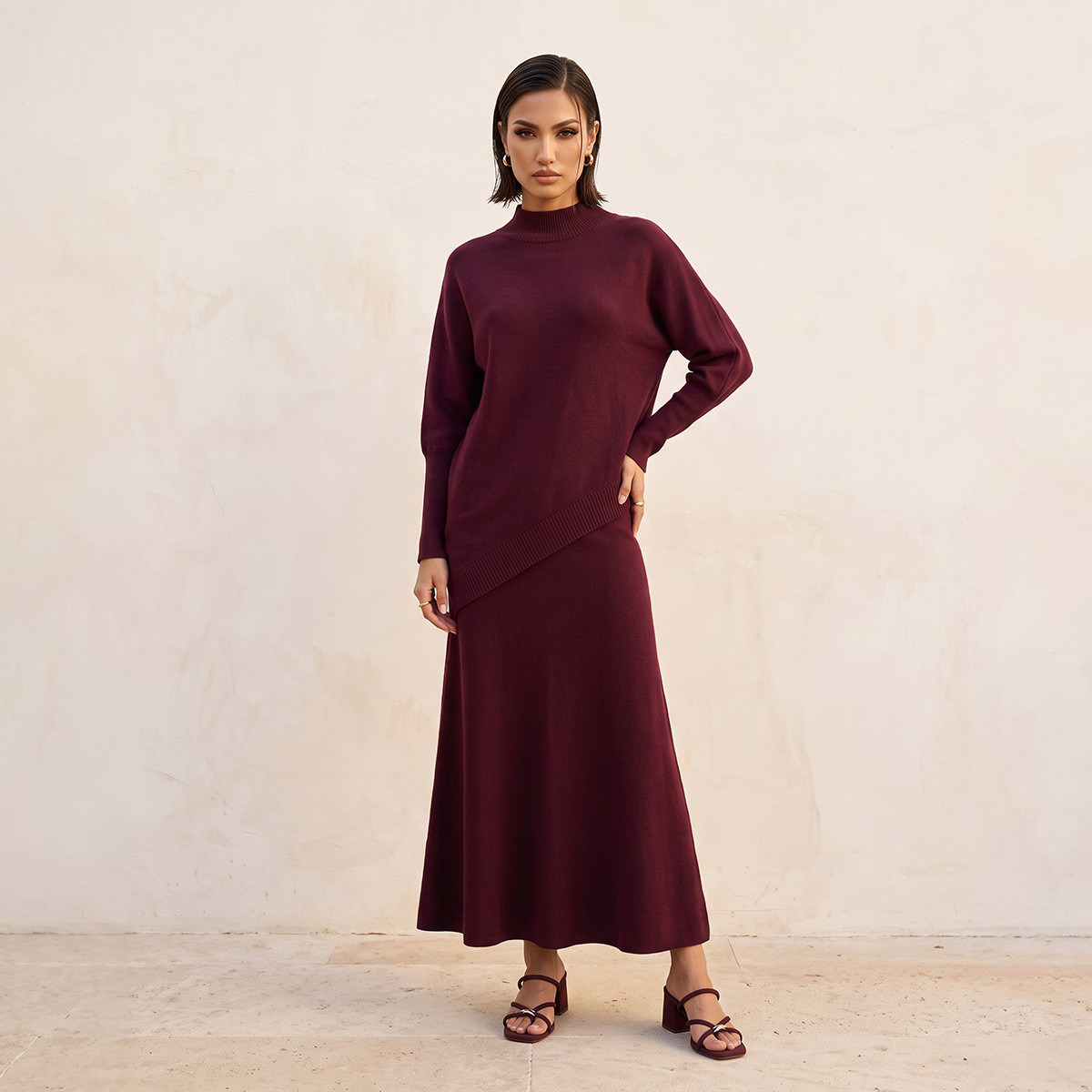 Splash Smart Relaxed Fit Textured Sweater with Asymmetric Hem-women-winterwear-cardigansandjumpers-jumpers-image-3