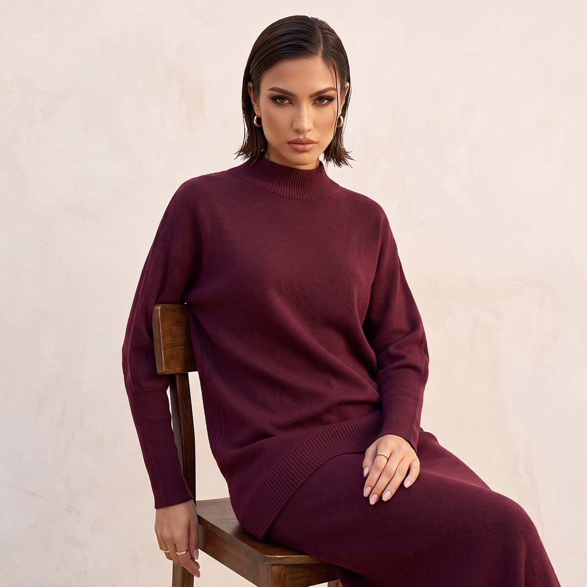 Splash Smart Relaxed Fit Textured Sweater with Asymmetric Hem-women-winterwear-cardigansandjumpers-jumpers-image-6