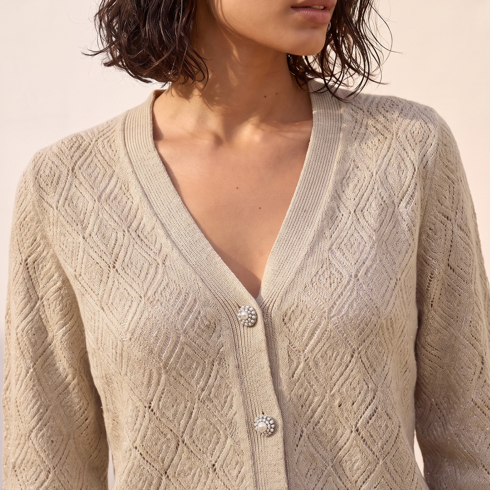 Splash Smart Relaxed Fit Lurex Cardigan with V-neck-women-winterwear-cardigansandjumpers-cardigans-image-6