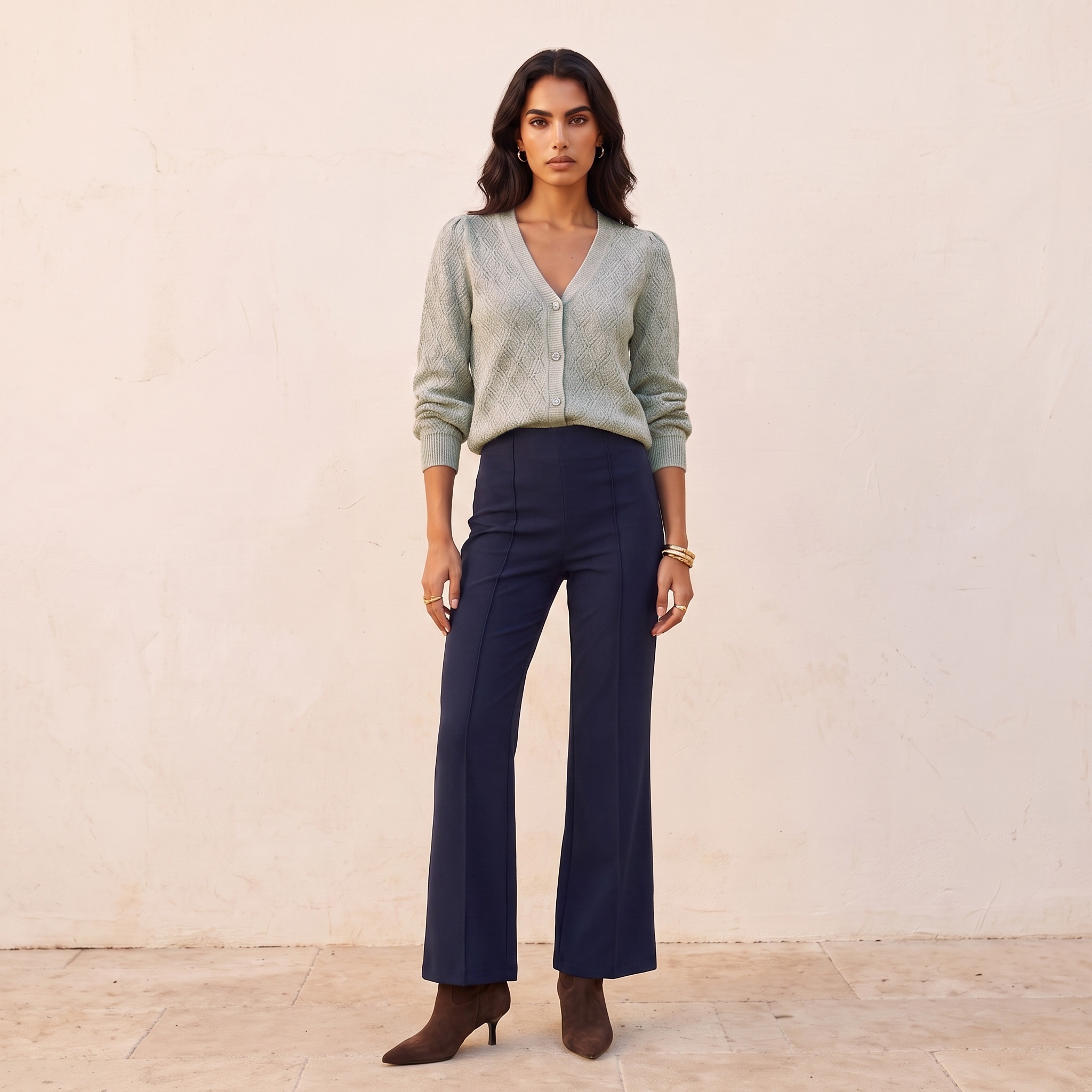 Splash Smart Relaxed Fit Lurex Cardigan with V-neck-women-winterwear-cardigansandjumpers-cardigans-image-2