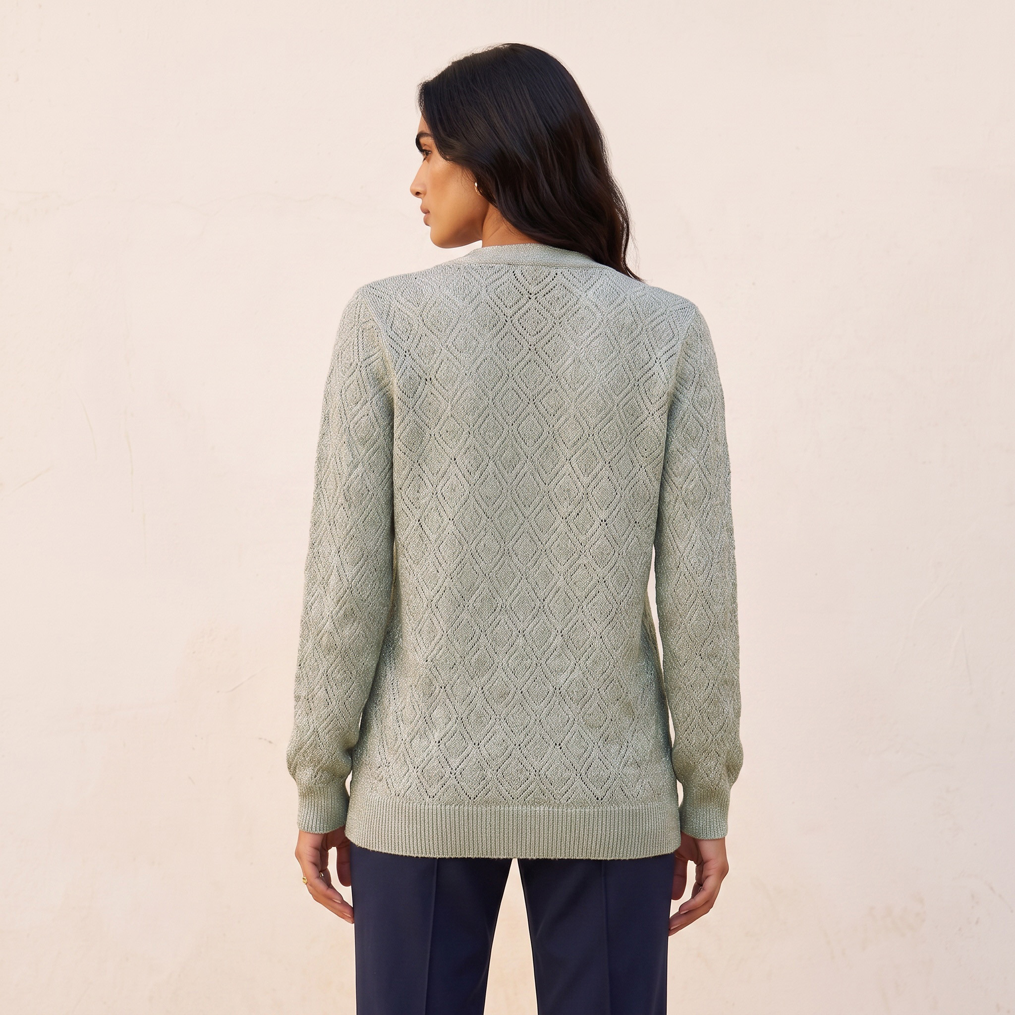 Splash Smart Relaxed Fit Lurex Cardigan with V-neck-women-winterwear-cardigansandjumpers-cardigans-image-3