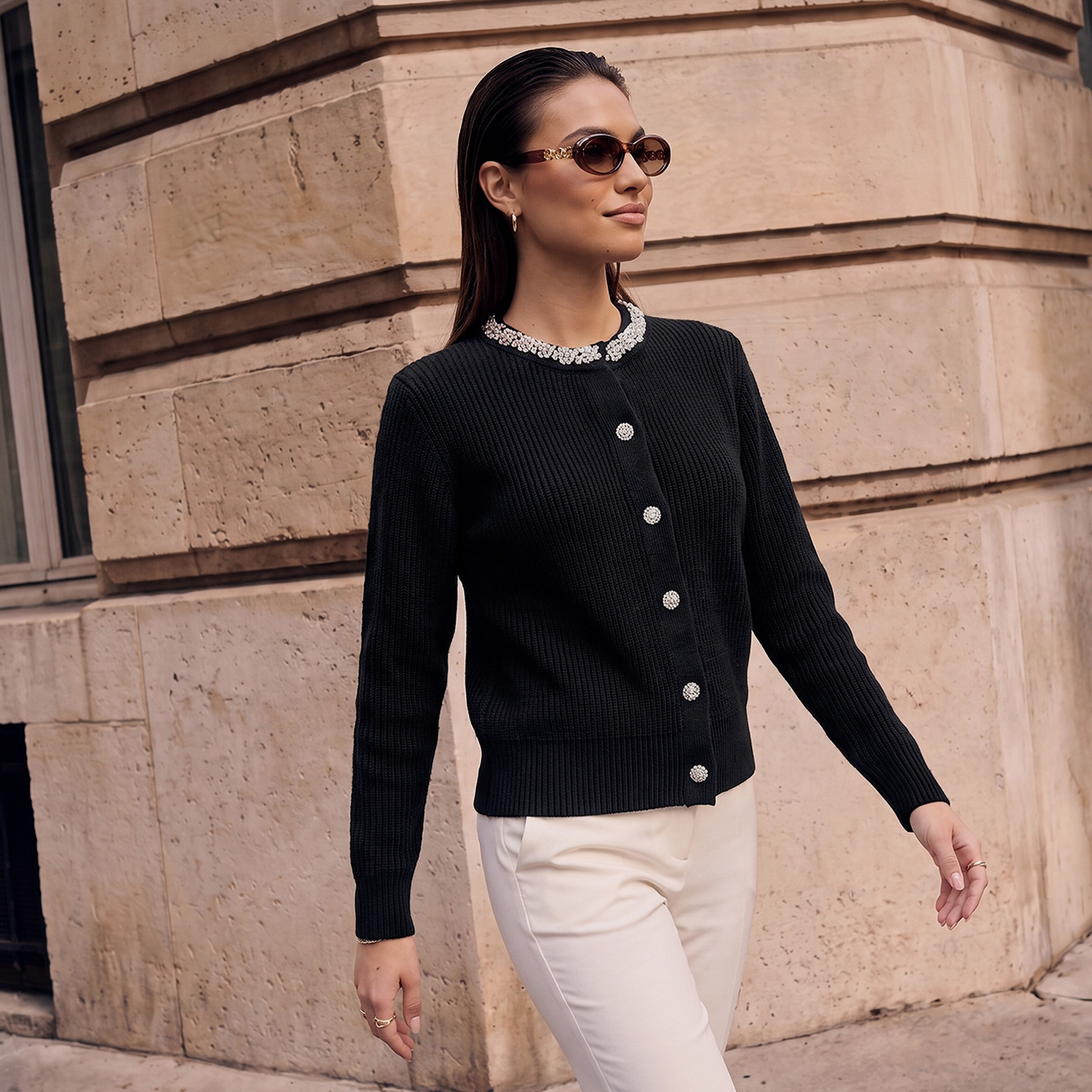 كارديجان مزين بقصّة مريحة من سبلاش سمارت-women-winterwear-cardigansandjumpers-cardigans-image-1