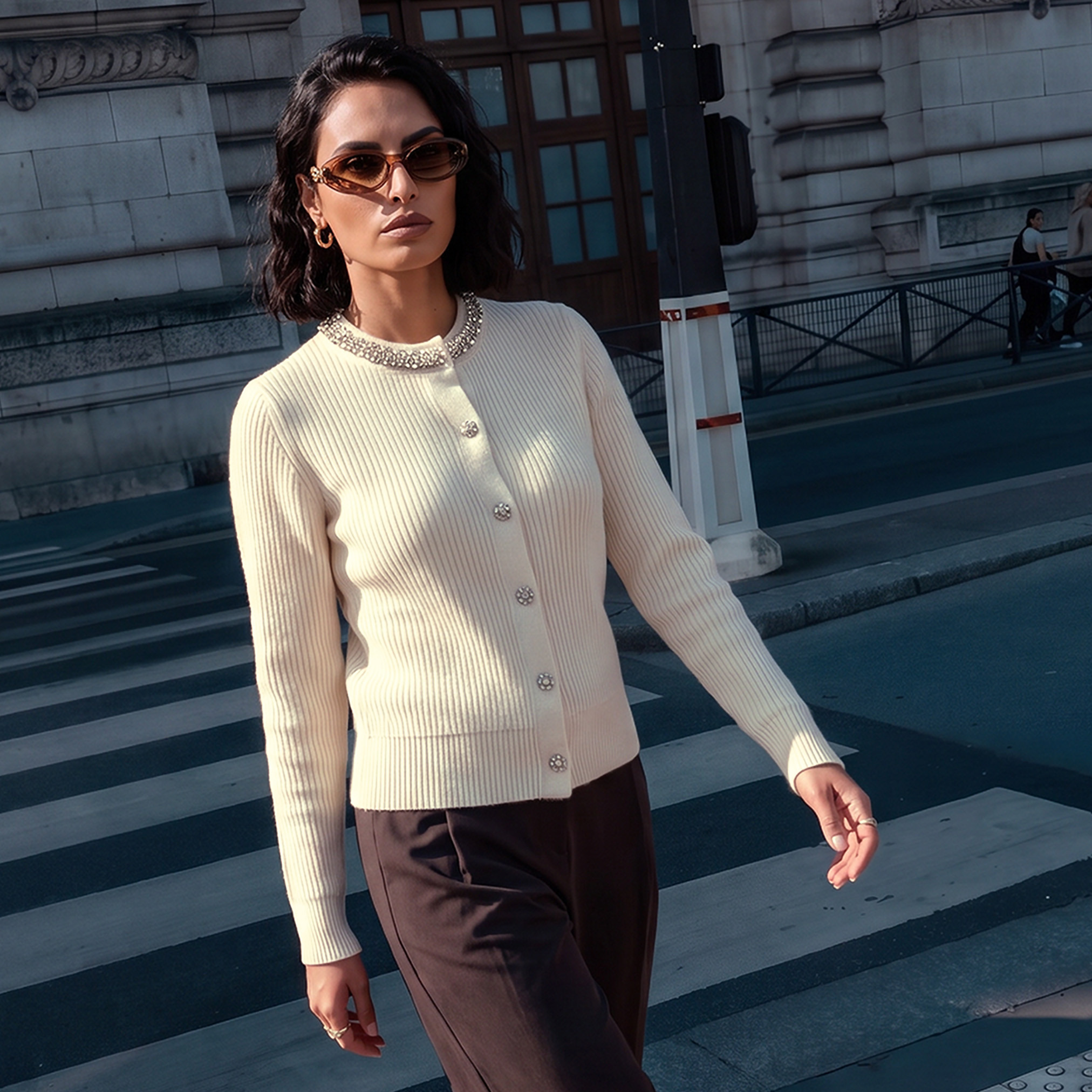 كارديجان مزين بقصّة مريحة من سبلاش سمارت-women-winterwear-cardigansandjumpers-cardigans-image-1