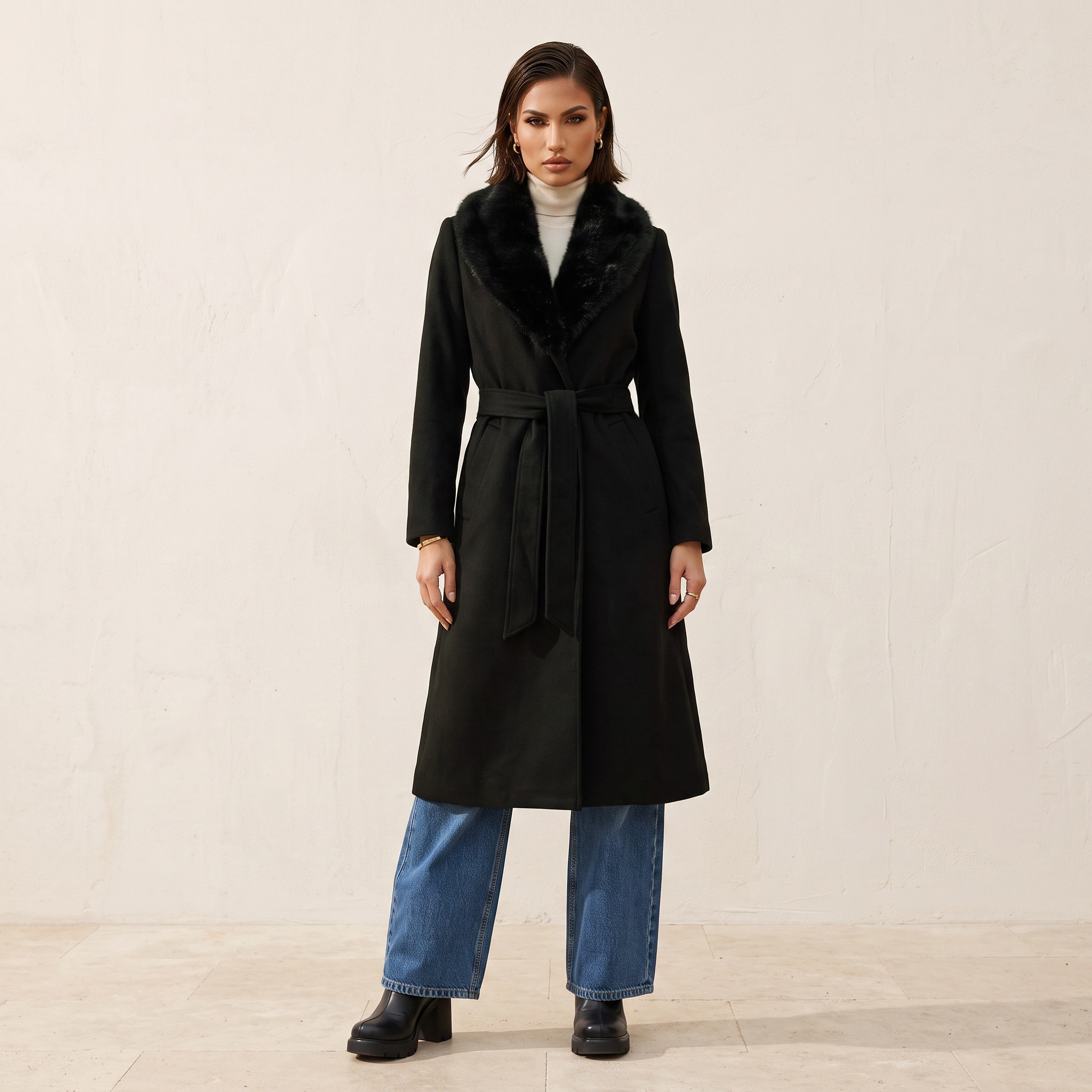 Splash Smart Coat with Faux Fur Collar-women-winterwear-coatsandjackets-coats-image-3
