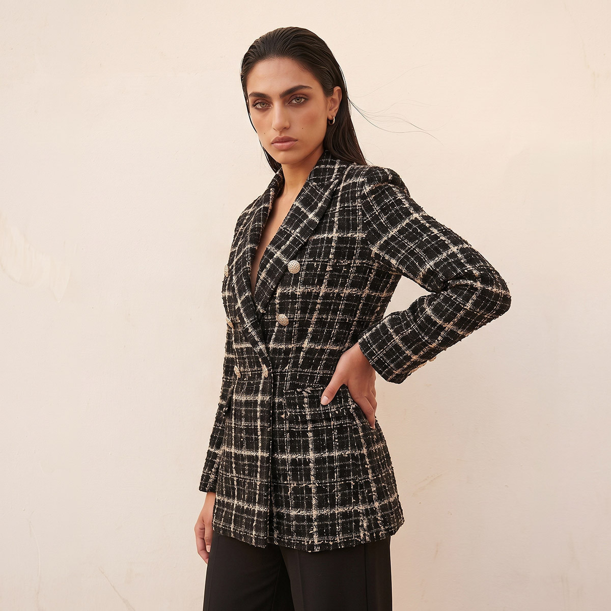 جاكيت تويد بياقة مدببة من سبلاش سمارت-women-winterwear-coatsandjackets-jackets-image-1