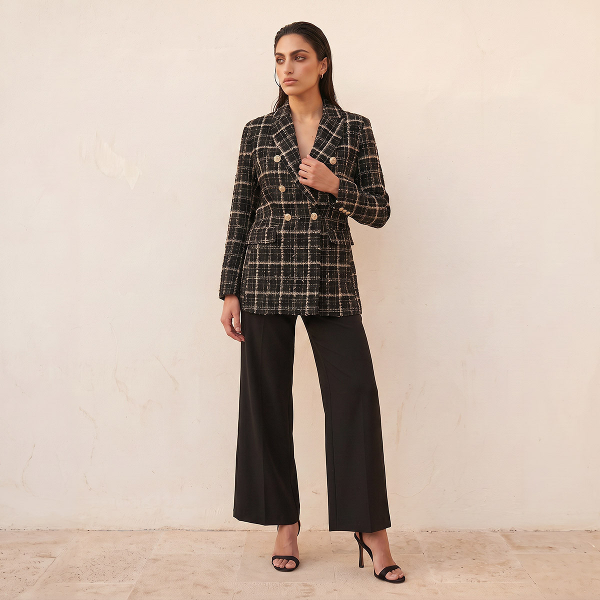 جاكيت تويد بياقة مدببة من سبلاش سمارت-women-winterwear-coatsandjackets-jackets-image-3