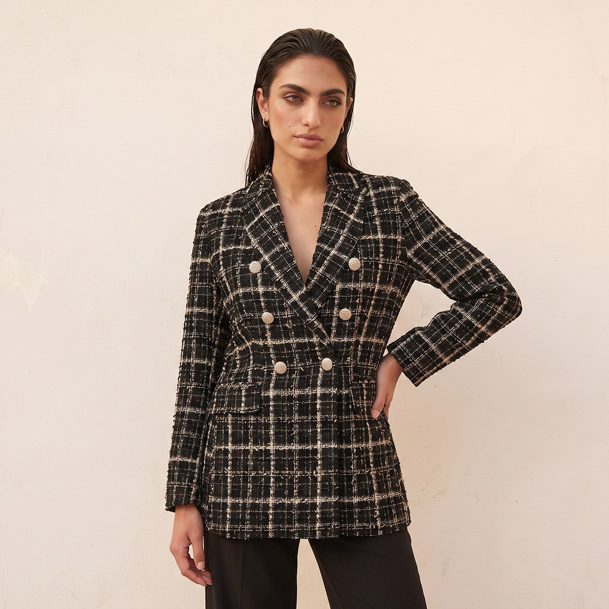 جاكيت تويد بياقة مدببة من سبلاش سمارت-women-winterwear-coatsandjackets-jackets-image-5