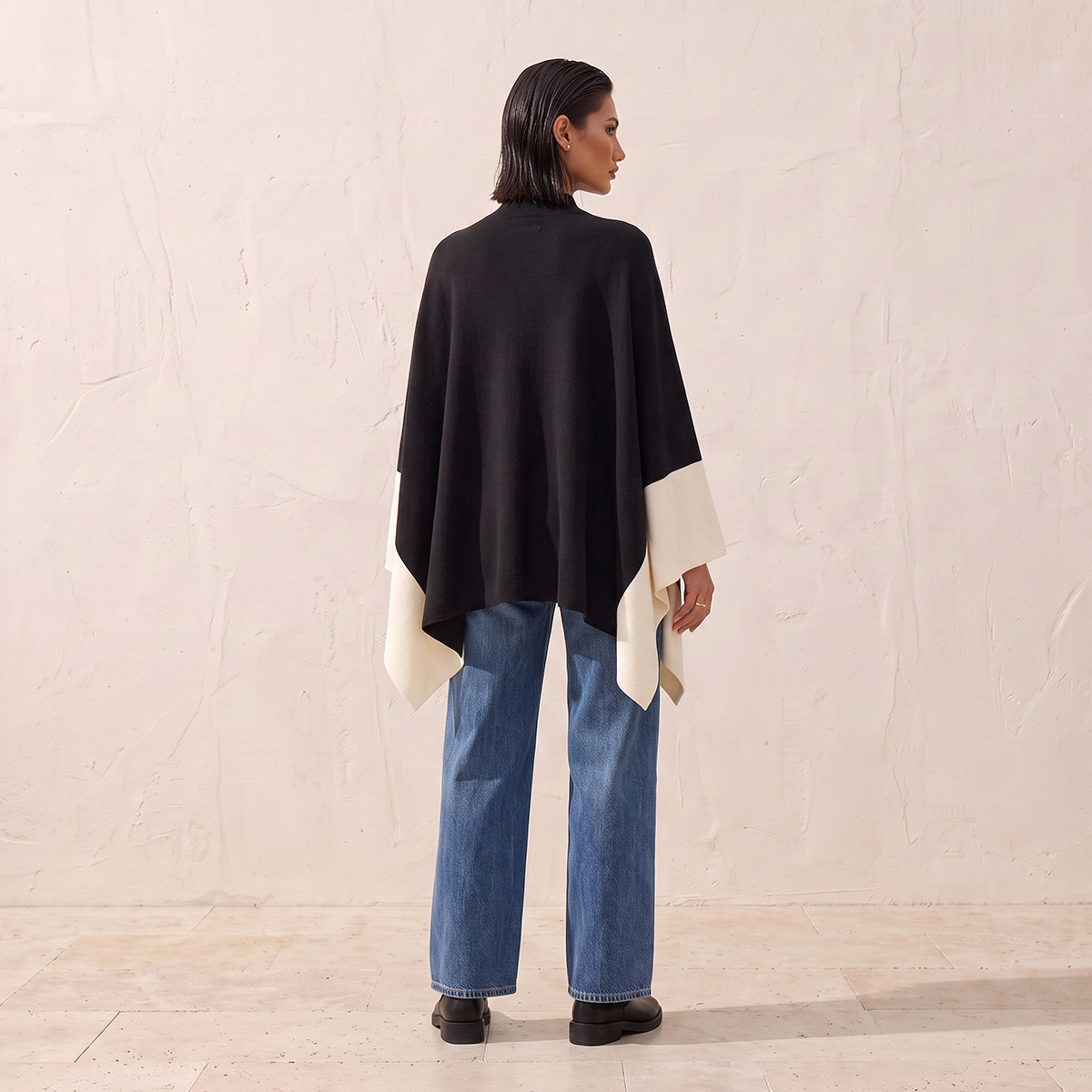 بونشو مقسم بياقة عالية من سبلاش سمارت-women-winterwear-cardigansandjumpers-cardigans-image-4