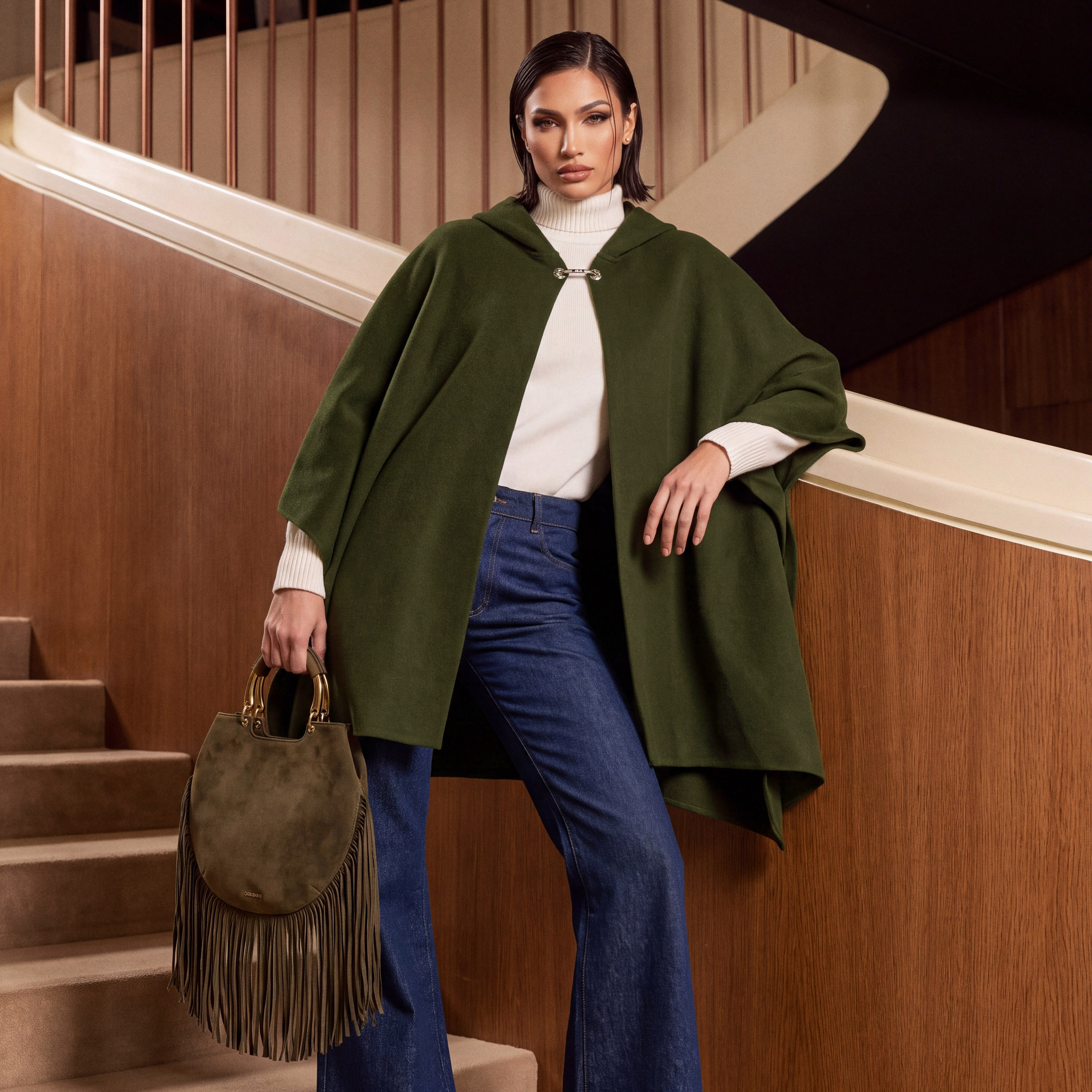 بونشو بارز الملمس بغطاء رأس من سمارت من سبلاش-women-winterwear-cardigansandjumpers-cardigans-image-1