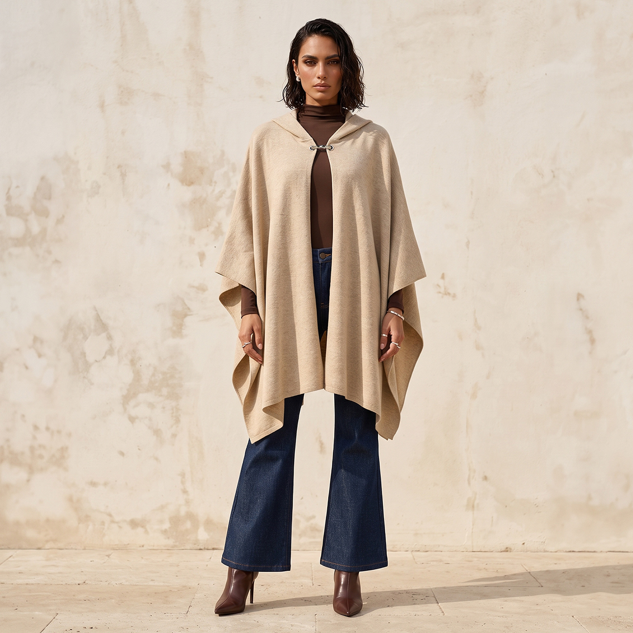Splash Smart Textured Poncho with Hood-women-winterwear-cardigansandjumpers-cardigans-image-3