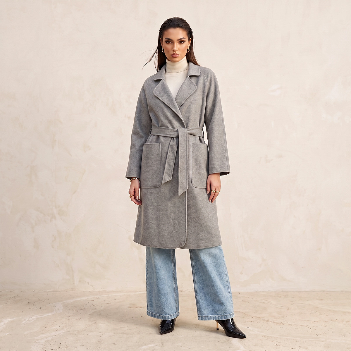 Splash Smart Felt Coat with Tie-Up Belt-women-winterwear-coatsandjackets-coats-image-1