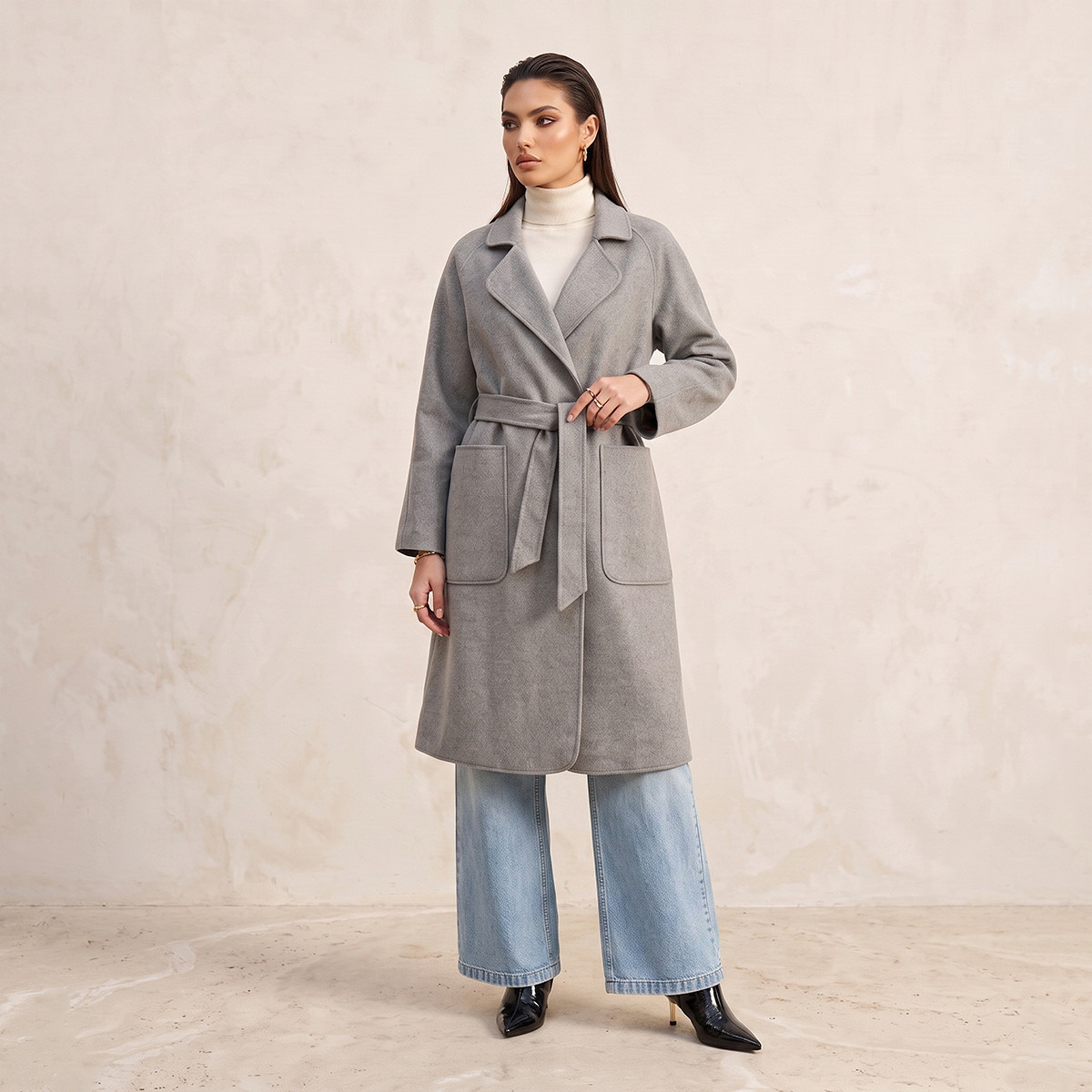 Splash Smart Felt Coat with Tie-Up Belt-women-winterwear-coatsandjackets-coats-image-3