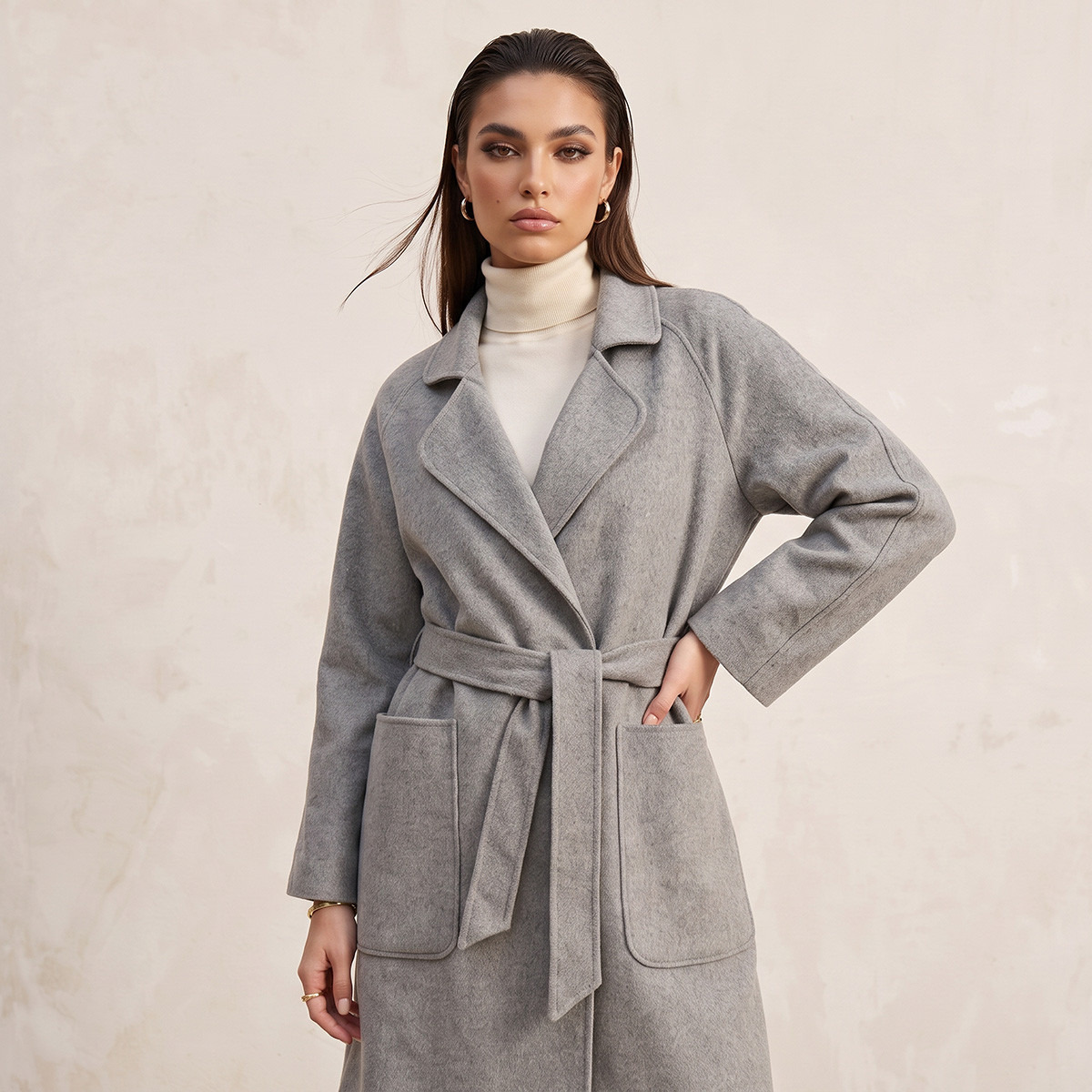 Splash Smart Felt Coat with Tie-Up Belt-women-winterwear-coatsandjackets-coats-image-4