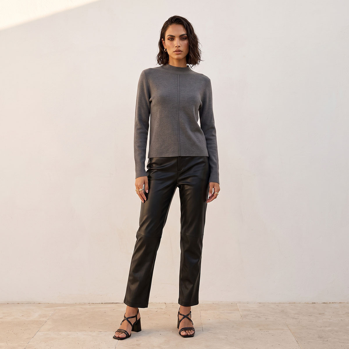 Splash Smart Textured Crew Neck Sweater-women-winterwear-cardigansandjumpers-jumpers-image-2