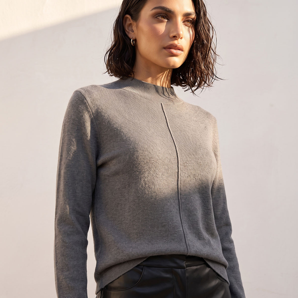 Splash Smart Textured Crew Neck Sweater-women-winterwear-cardigansandjumpers-jumpers-image-4