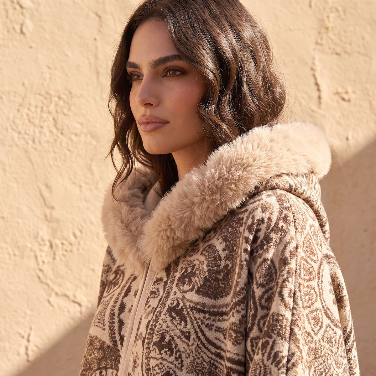 Splash Smart Relaxed Fit Paisley Print Hooded Poncho-women-winterwear-cardigansandjumpers-cardigans-image-7