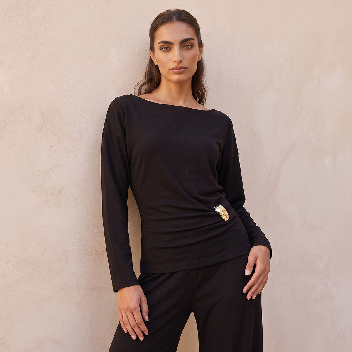 Splash Smart Top with Buckle Detail-women-clothing-shirtsandblouses-blouses-image-1