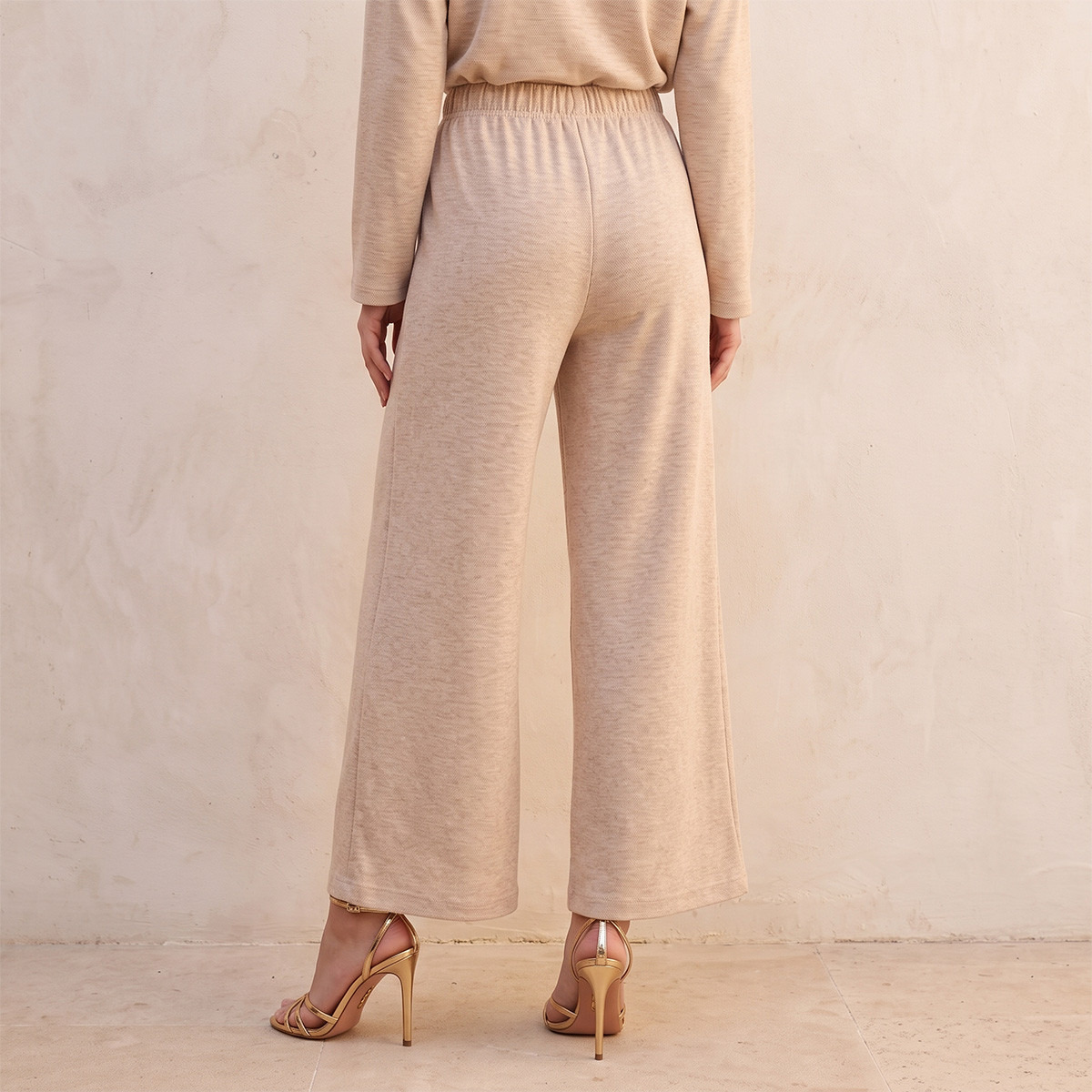 Splash Smart Wide Leg Elastic Waist Textured Pants-women-clothing-trousers-image-3