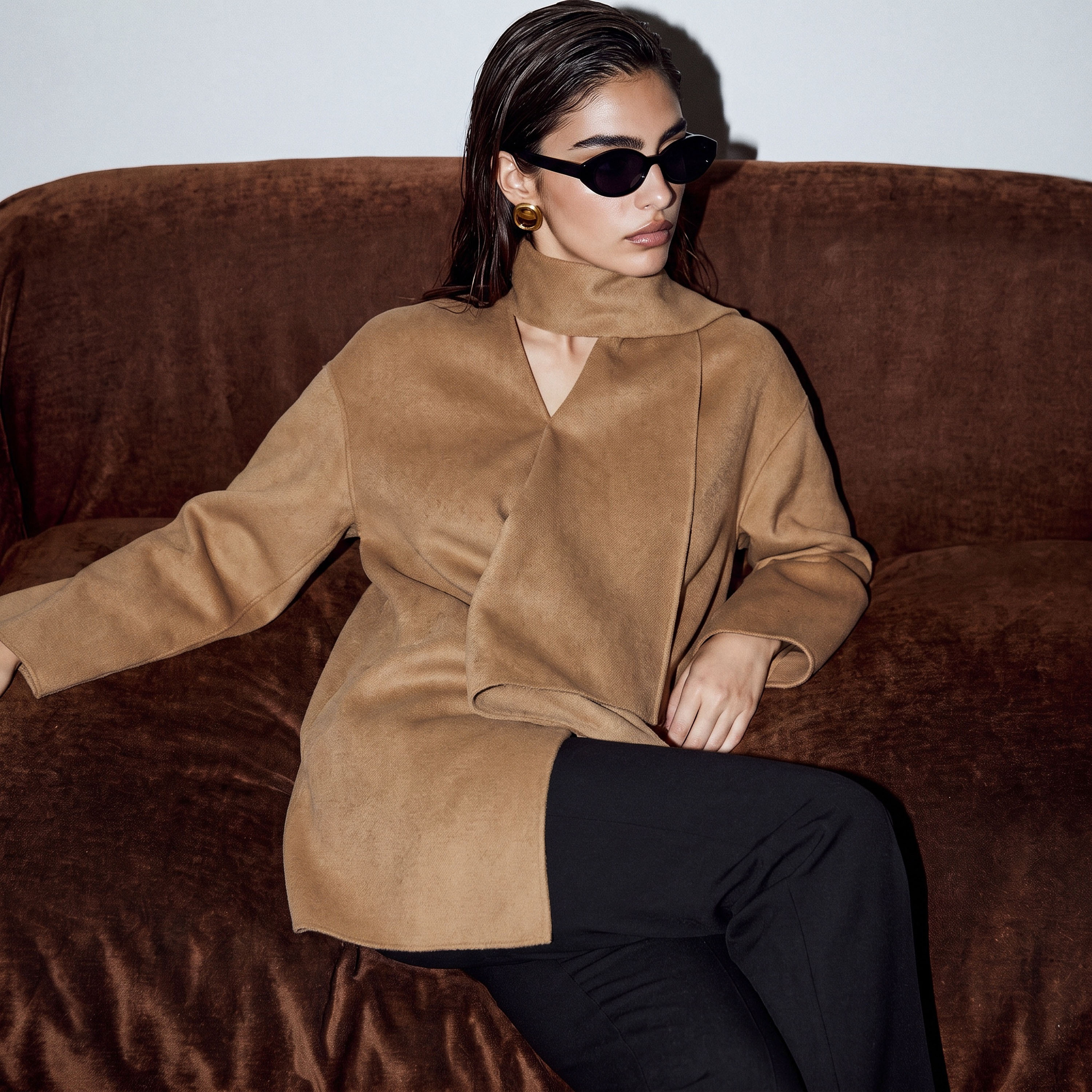 جاكيت لباد بياقة منسدلة من سبلاش سمارت-women-winterwear-coatsandjackets-jackets-image-1