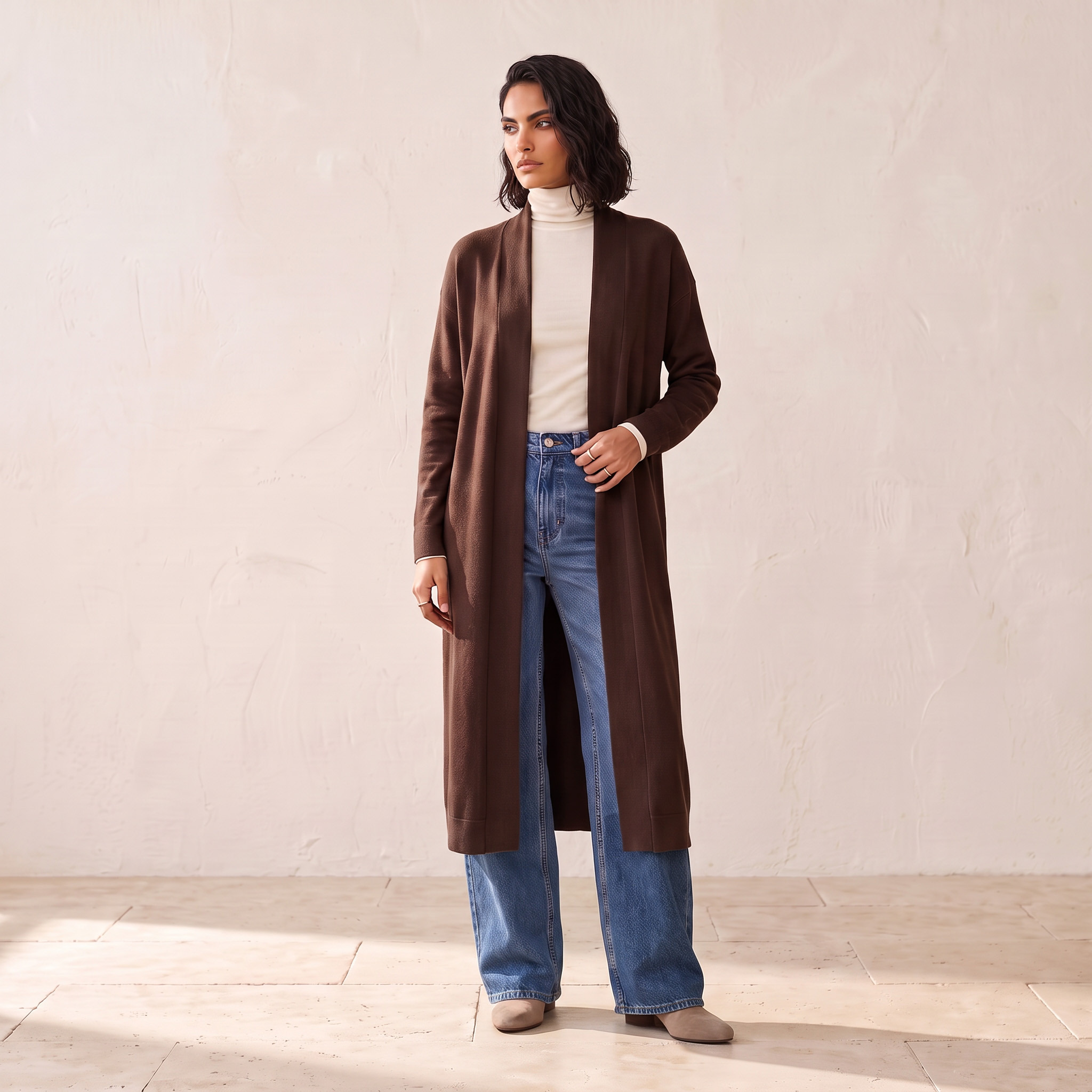 Splash Smart Textured Cardigan with Open Front-women-winterwear-cardigansandjumpers-cardigans-image-2