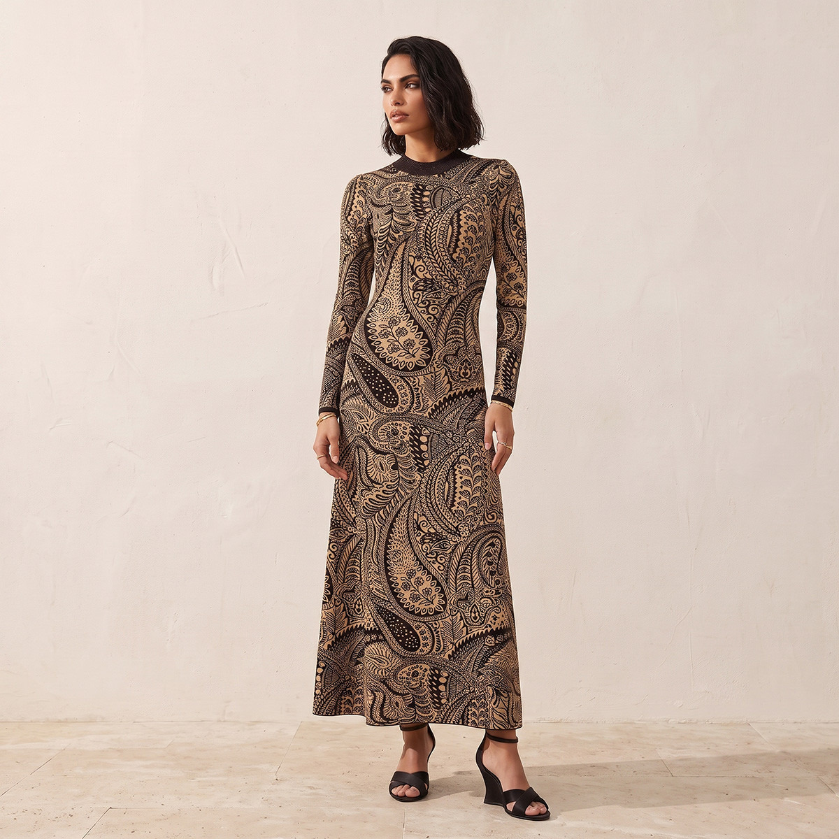 Splash Smart Maxi Length A-line Dress with Paisley Print-women-clothing-dresses-image-1