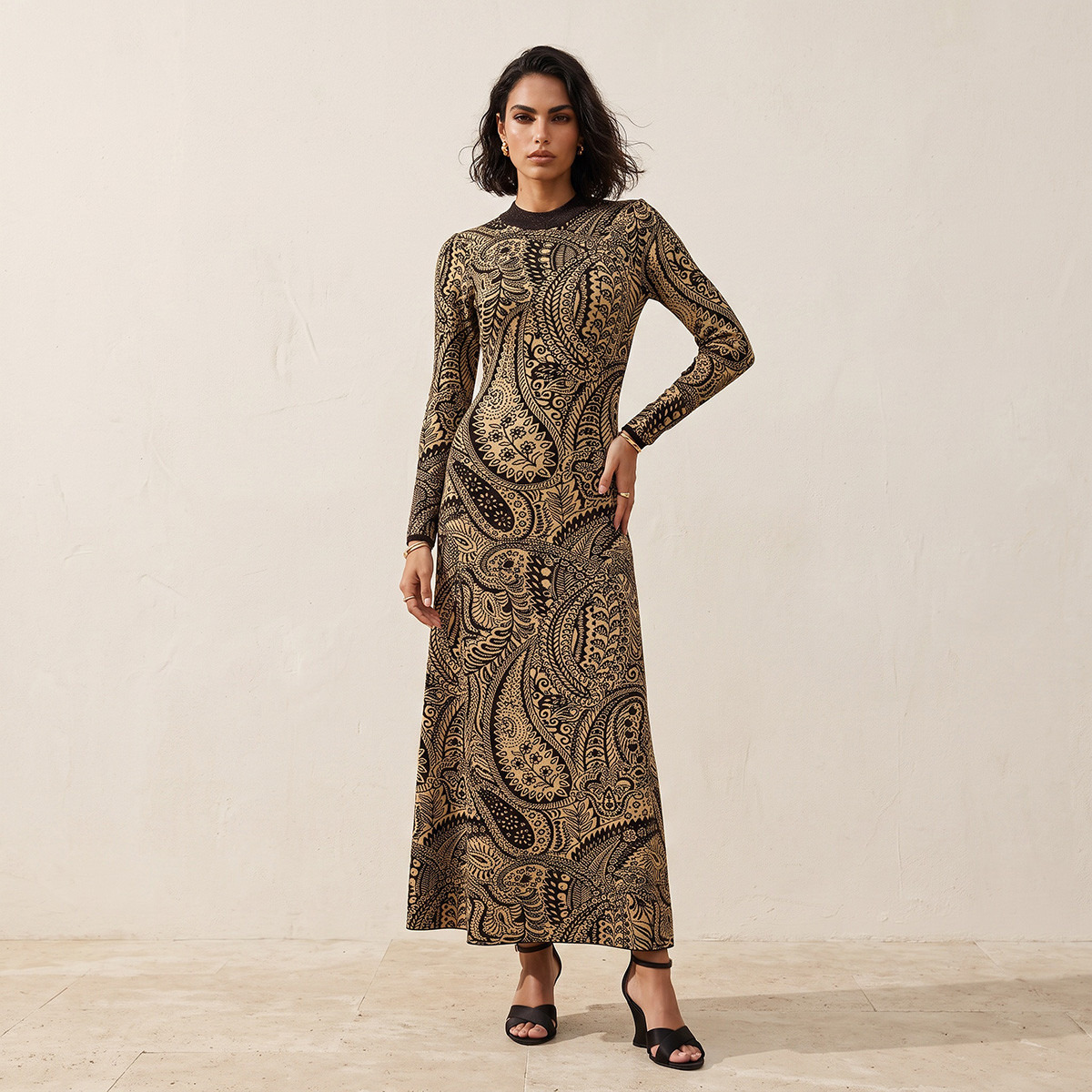Splash Smart Maxi Length A-line Dress with Paisley Print-women-clothing-dresses-image-3